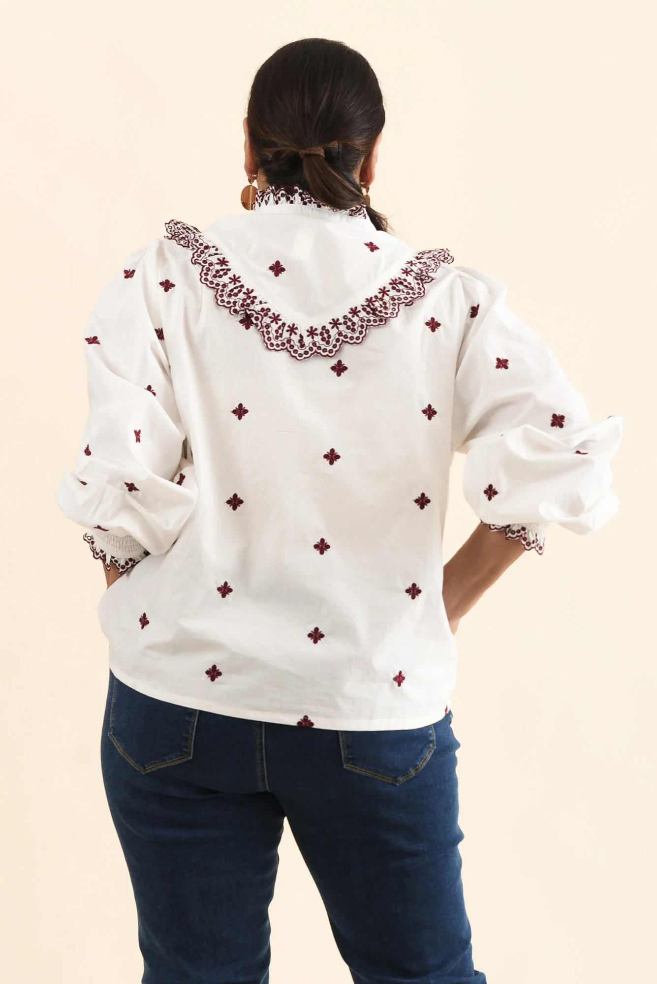 Agnes White Spot Embroidered Shirt - Image 4