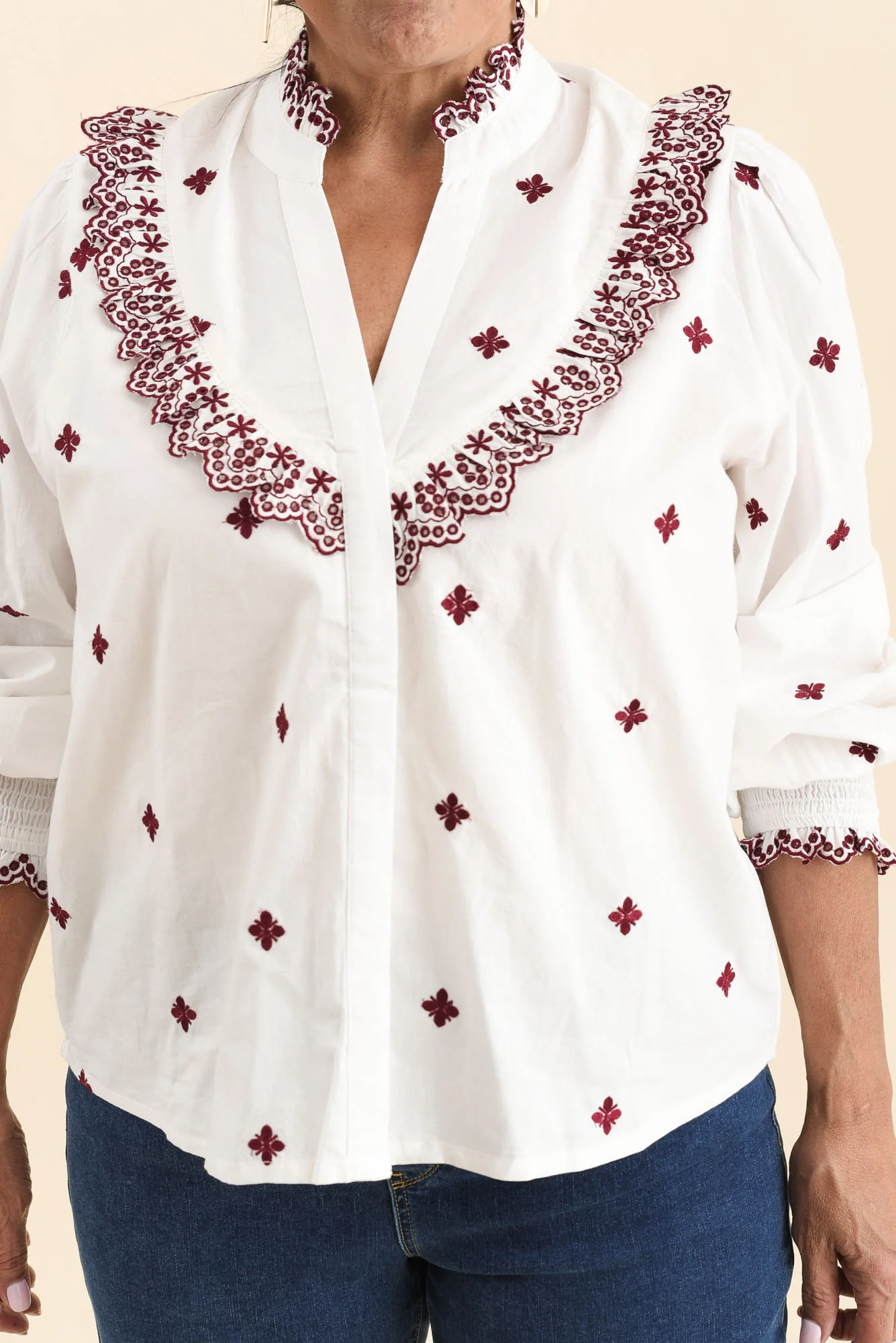 Agnes White Spot Embroidered Shirt - Image 5