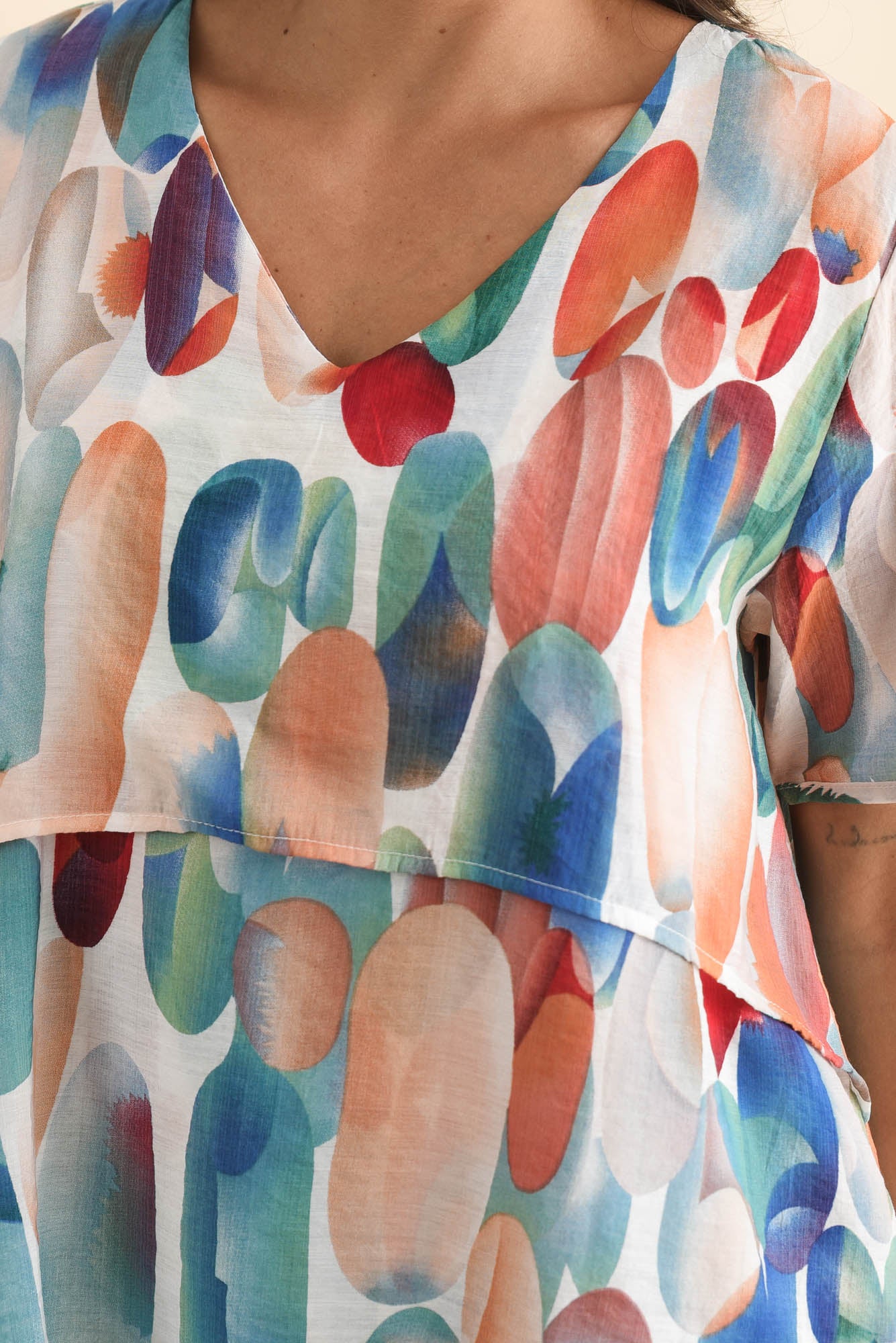 Alvina Blue Abstract Layered Tunic Top - Image 5