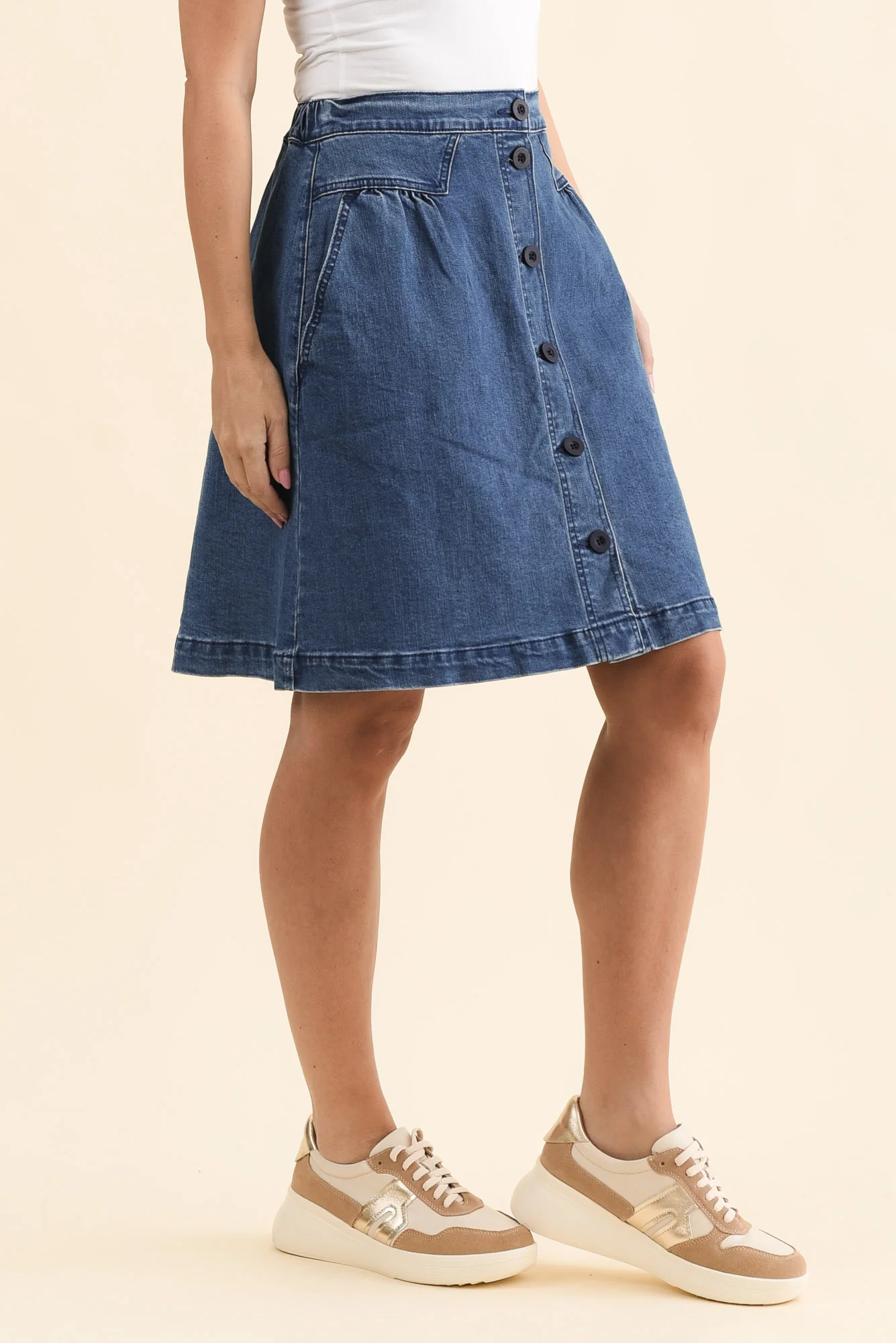 Amanda Light Blue Stretch Denim Skirt - Image 3