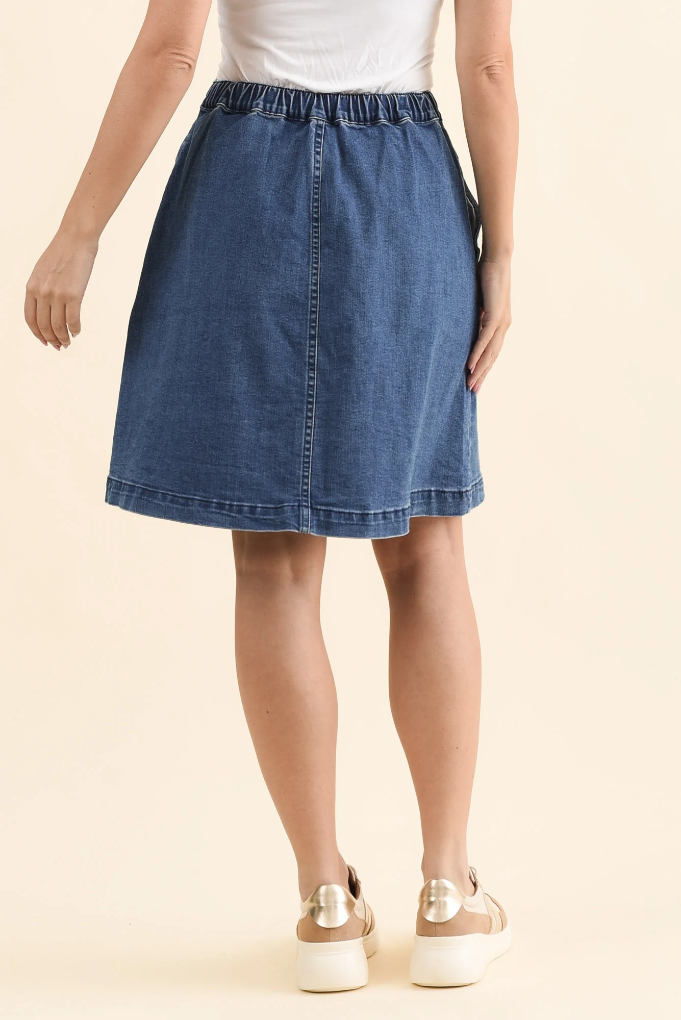 Amanda Light Blue Stretch Denim Skirt - Image 4