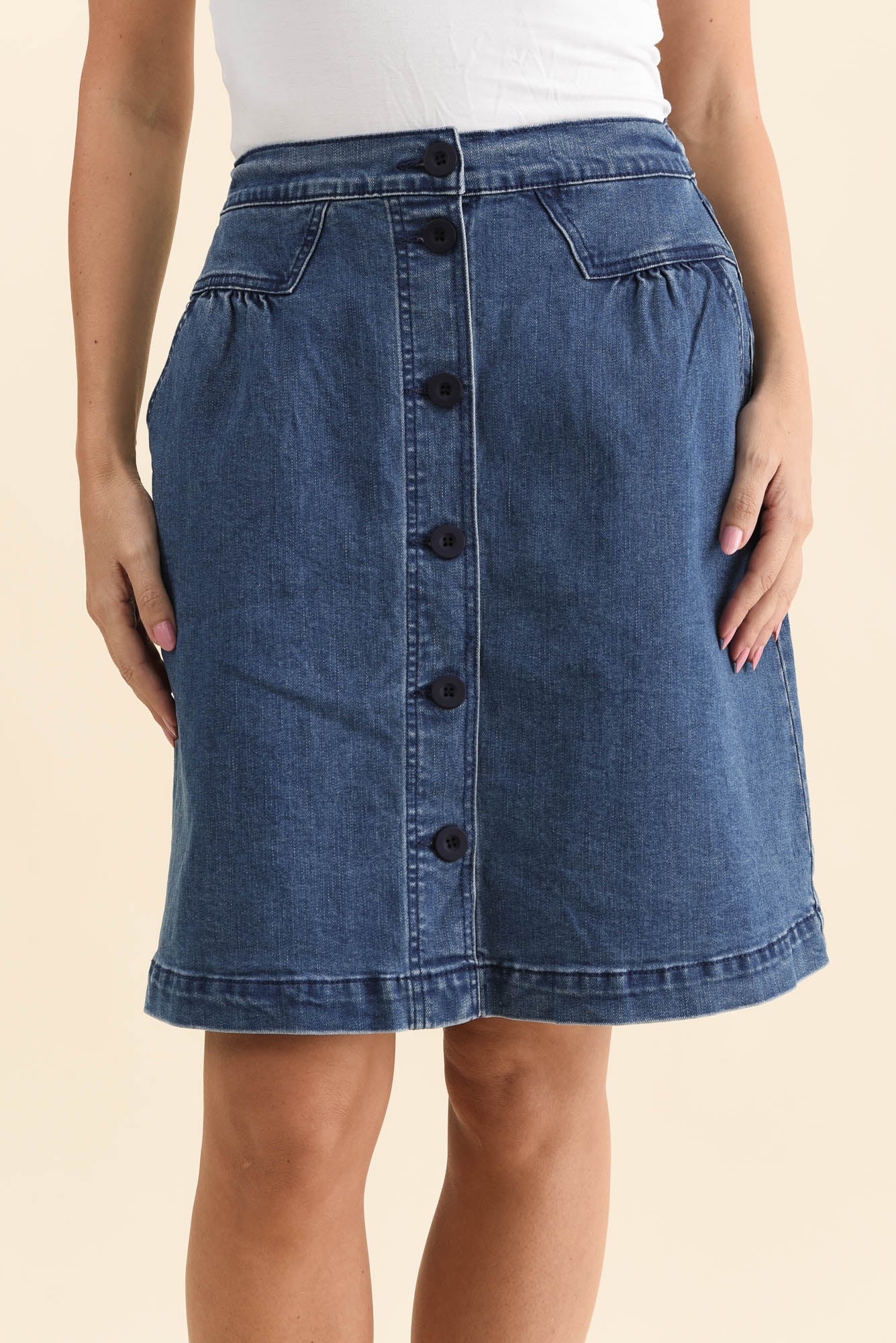 Amanda Light Blue Stretch Denim Skirt - Image 5