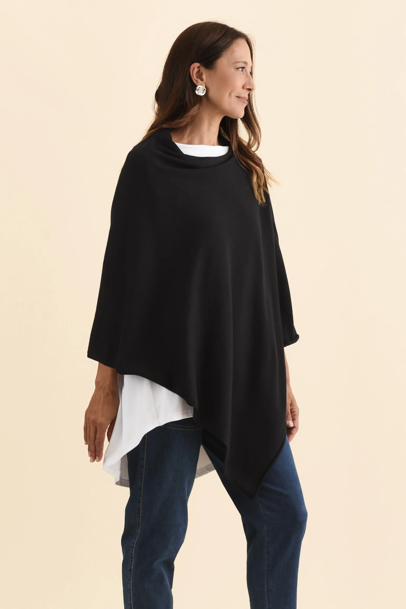 Amy Black Wool Blend Poncho - Image 5