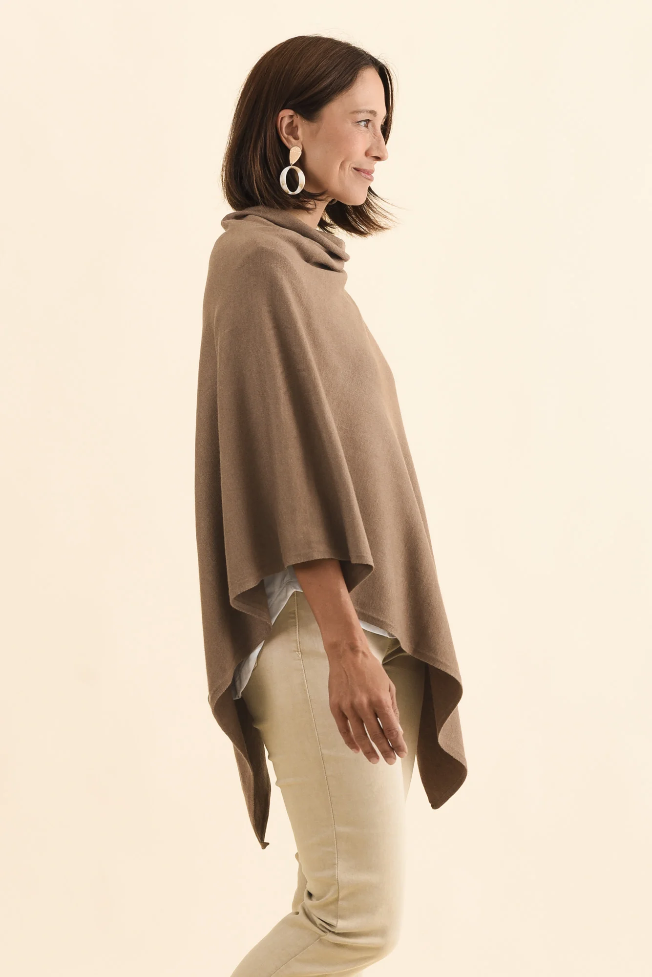 Amy Chocolate Wool Blend Poncho - Image 4