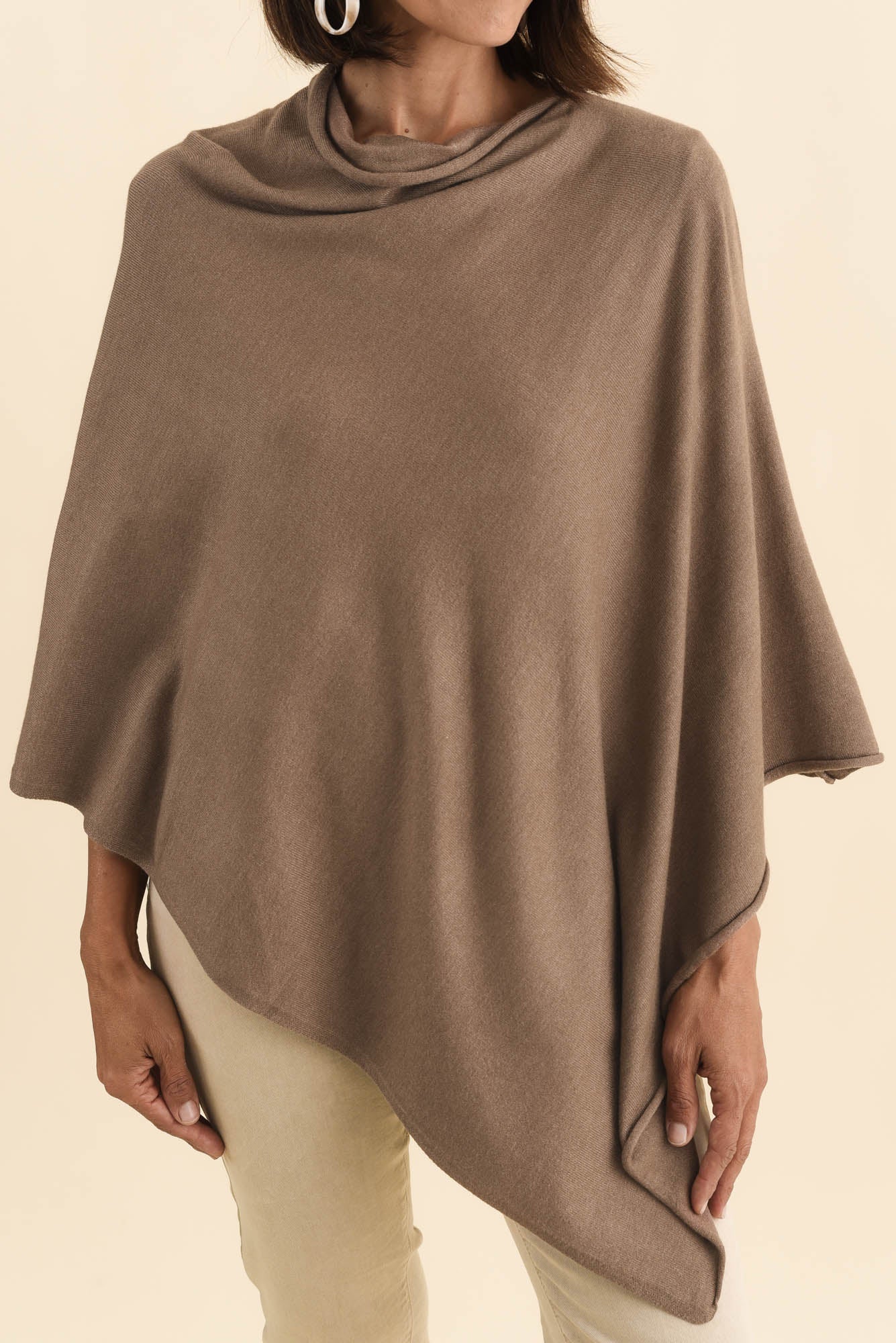 Amy Chocolate Wool Blend Poncho - Image 6