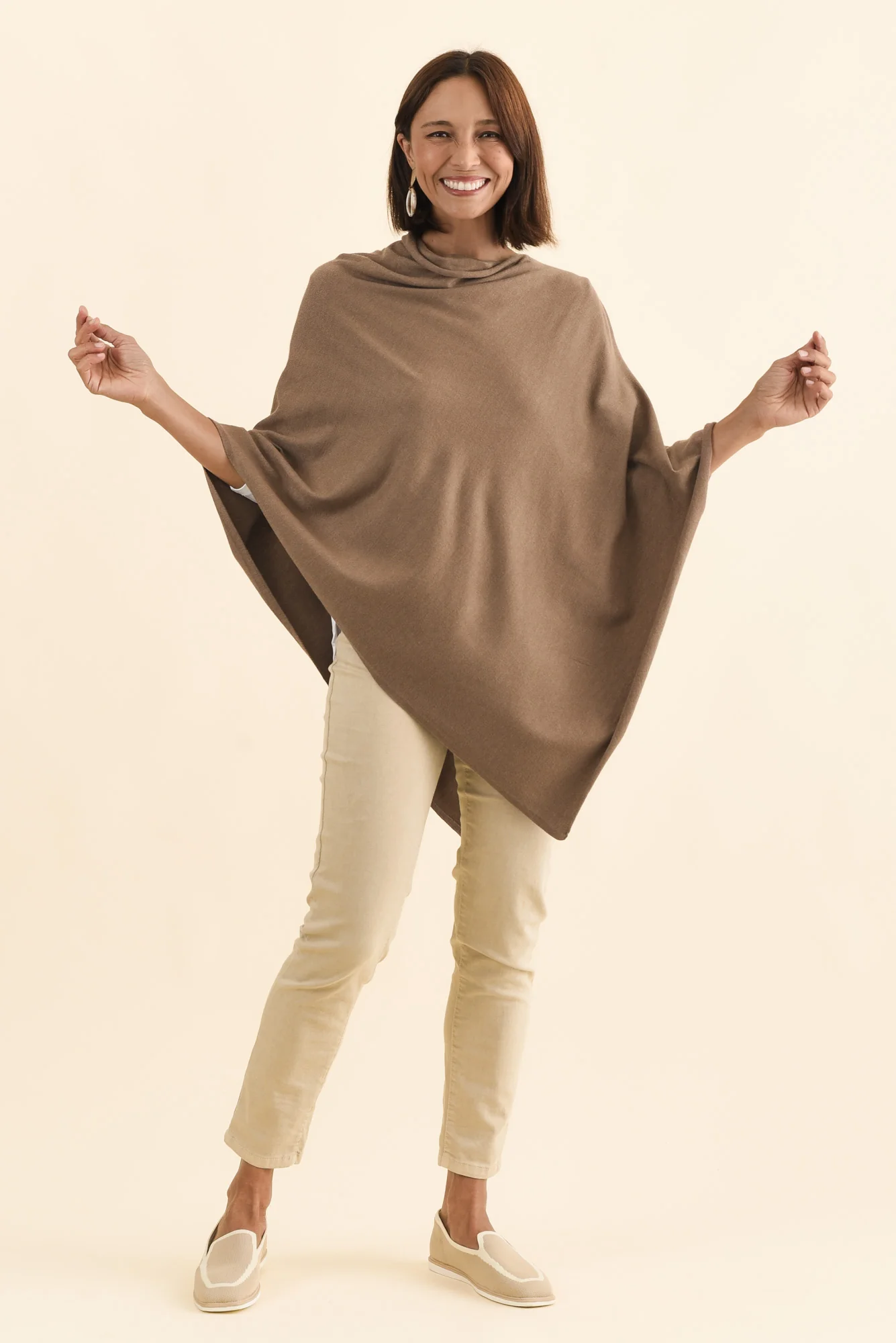 Amy Chocolate Wool Blend Poncho - Image 7