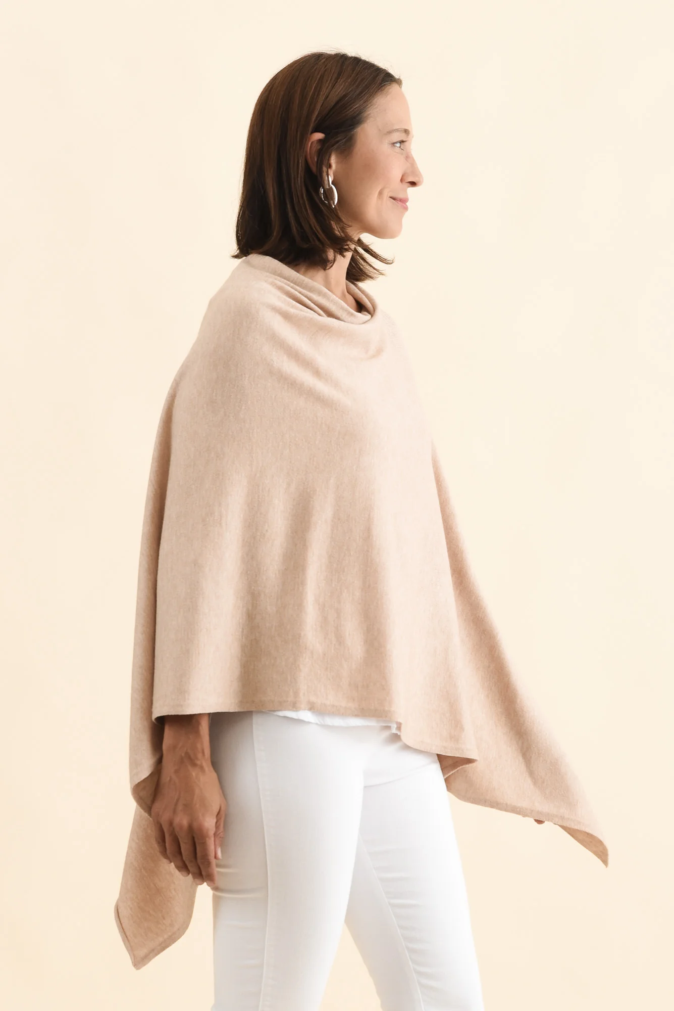 Amy Oat Wool Blend Poncho - Image 3