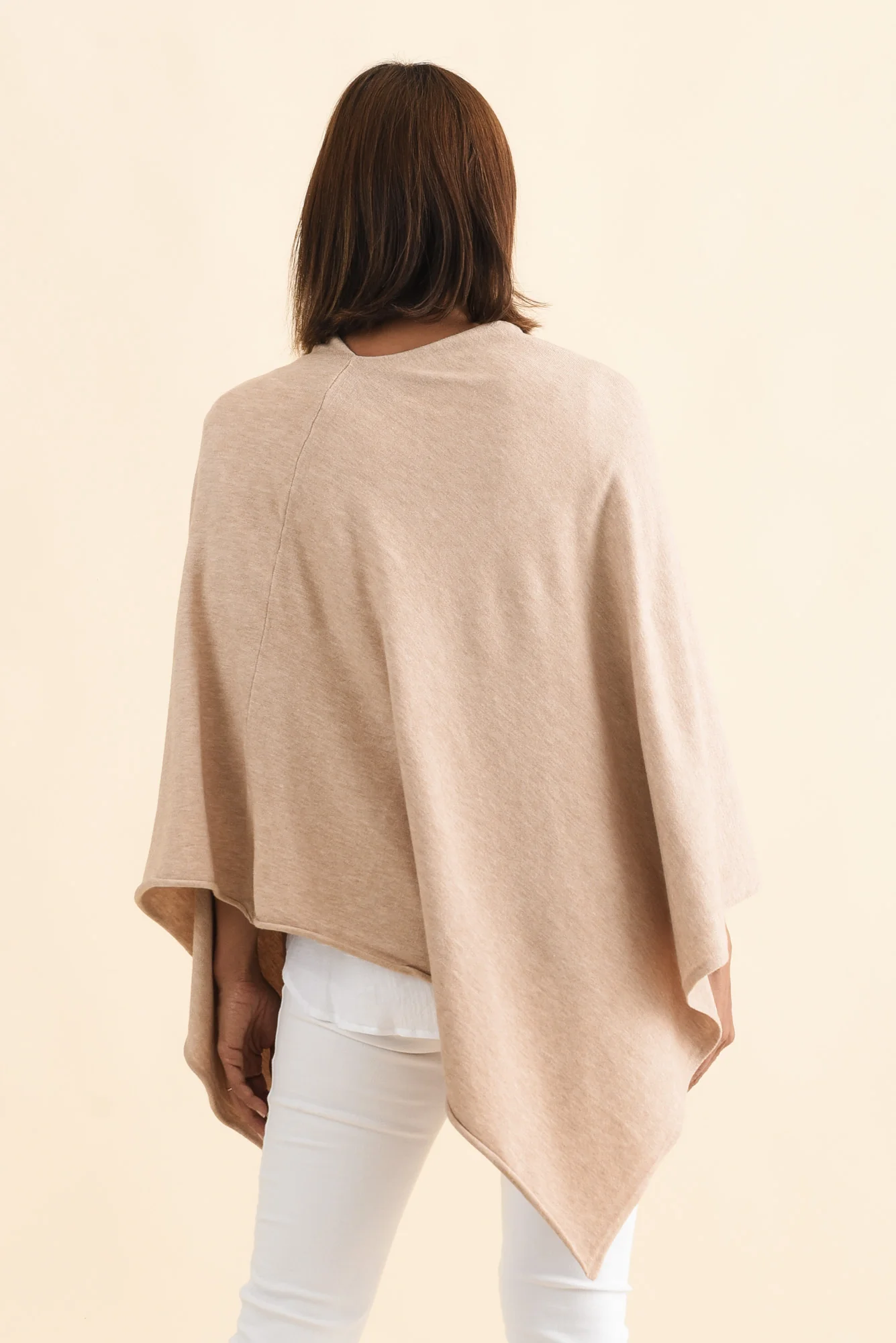 Amy Oat Wool Blend Poncho - Image 4