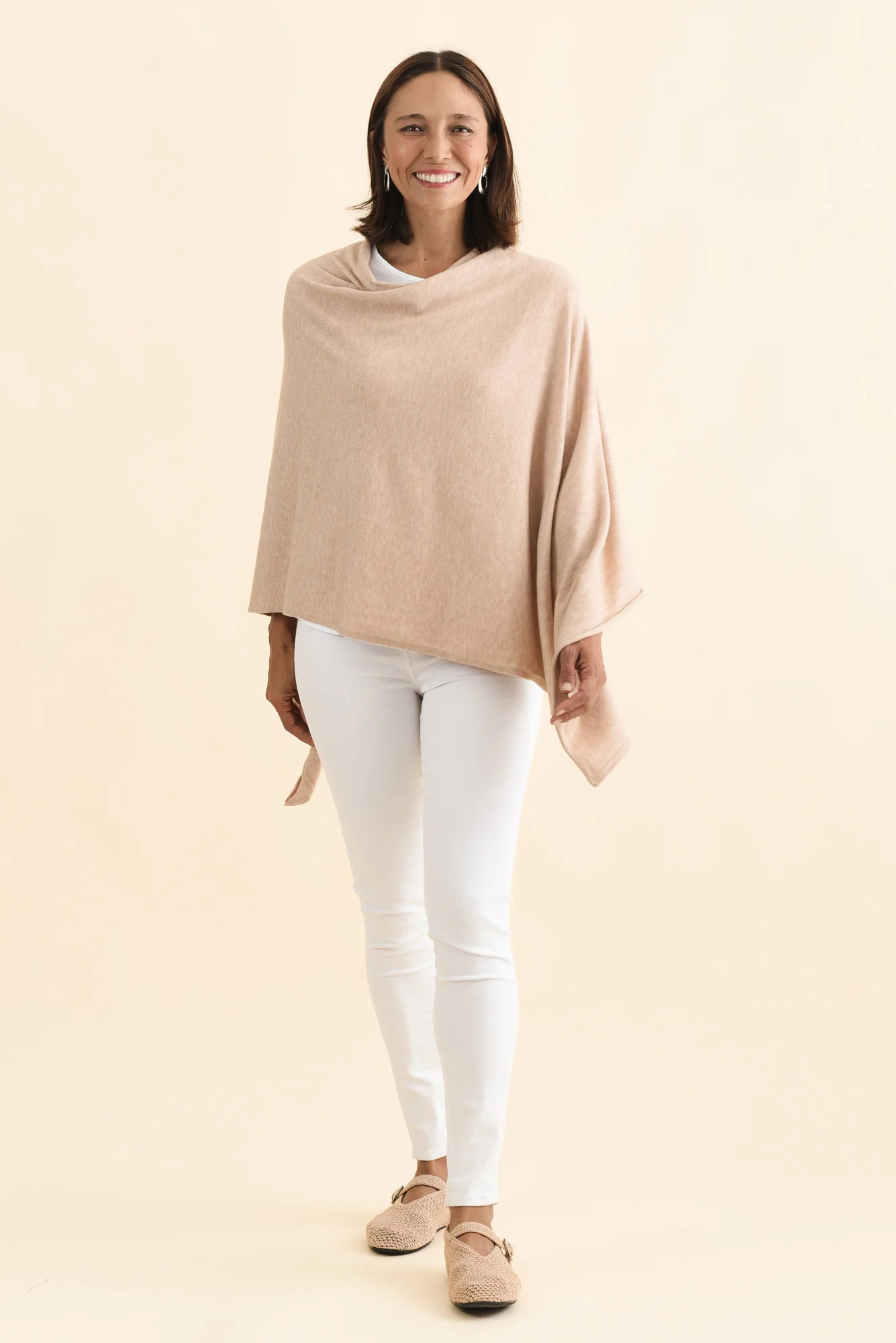 Amy Oat Wool Blend Poncho - Image 6