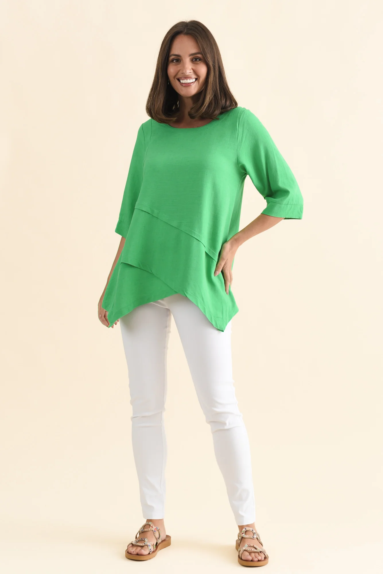 Anya Lime Green Linen Cotton Top - Image 6