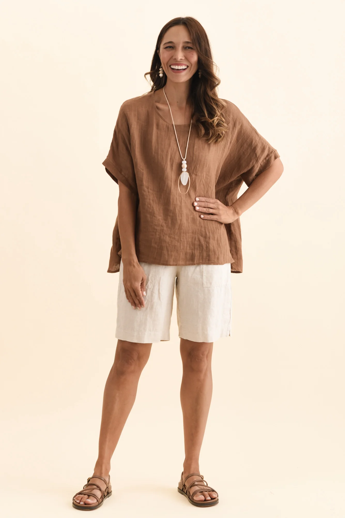 Aster Natural Linen Shorts - Image 7