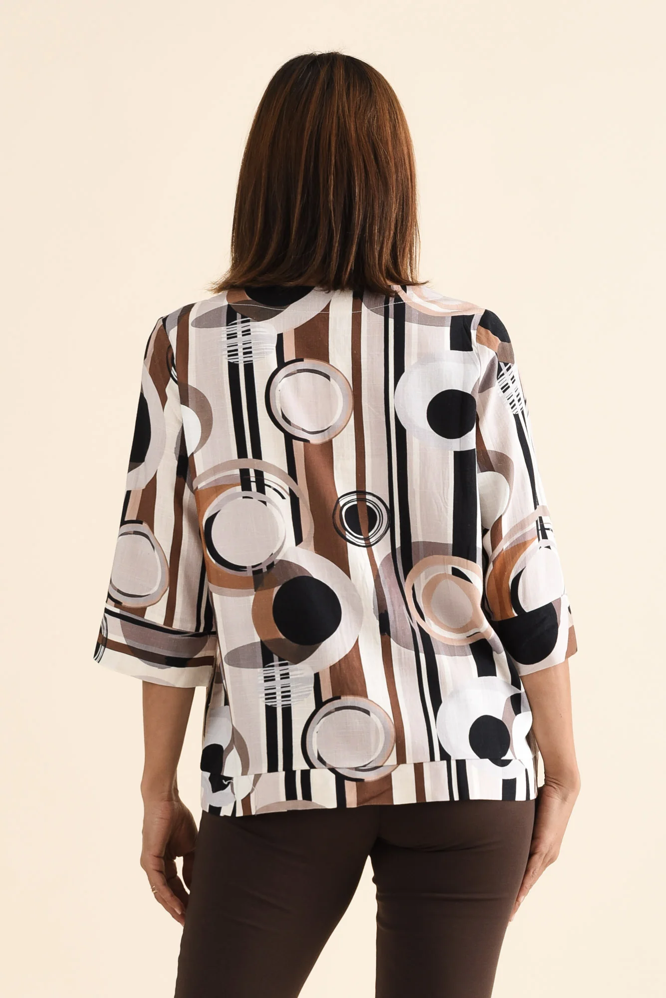 Augusta Tan Geo Linen Cotton Top - Image 4