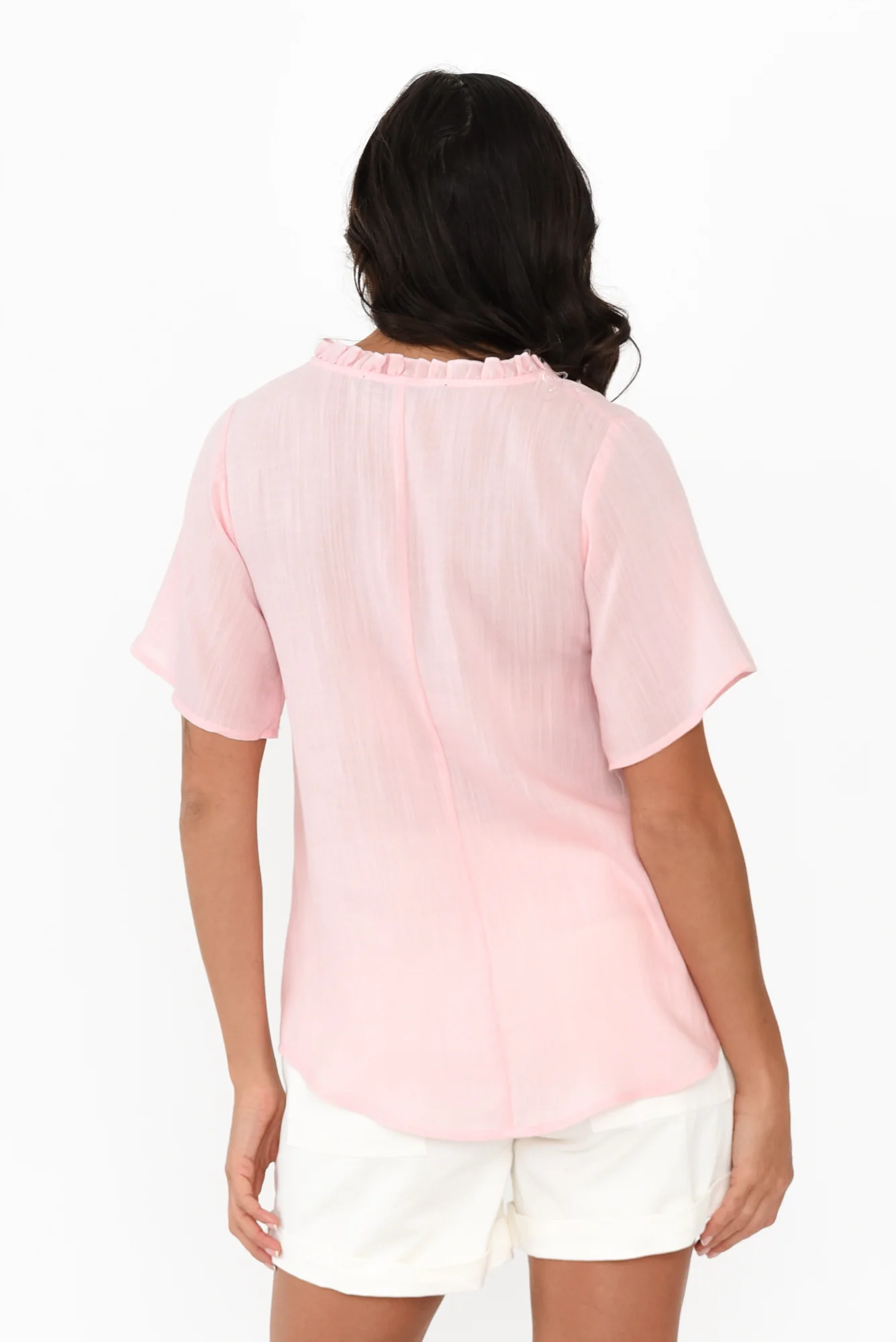 Bari Blush Linen Button Top - Image 4