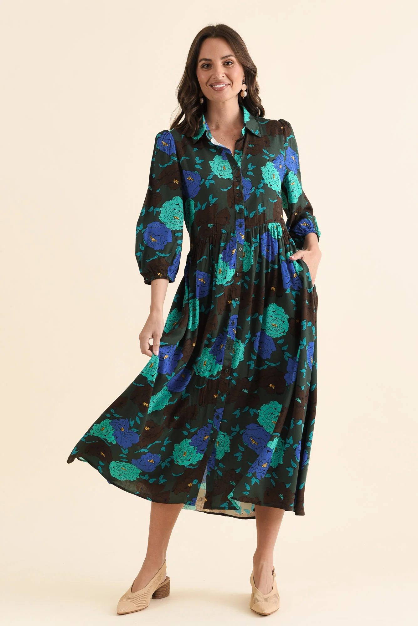 Beacon Green Flower Tie Dress - Image 2