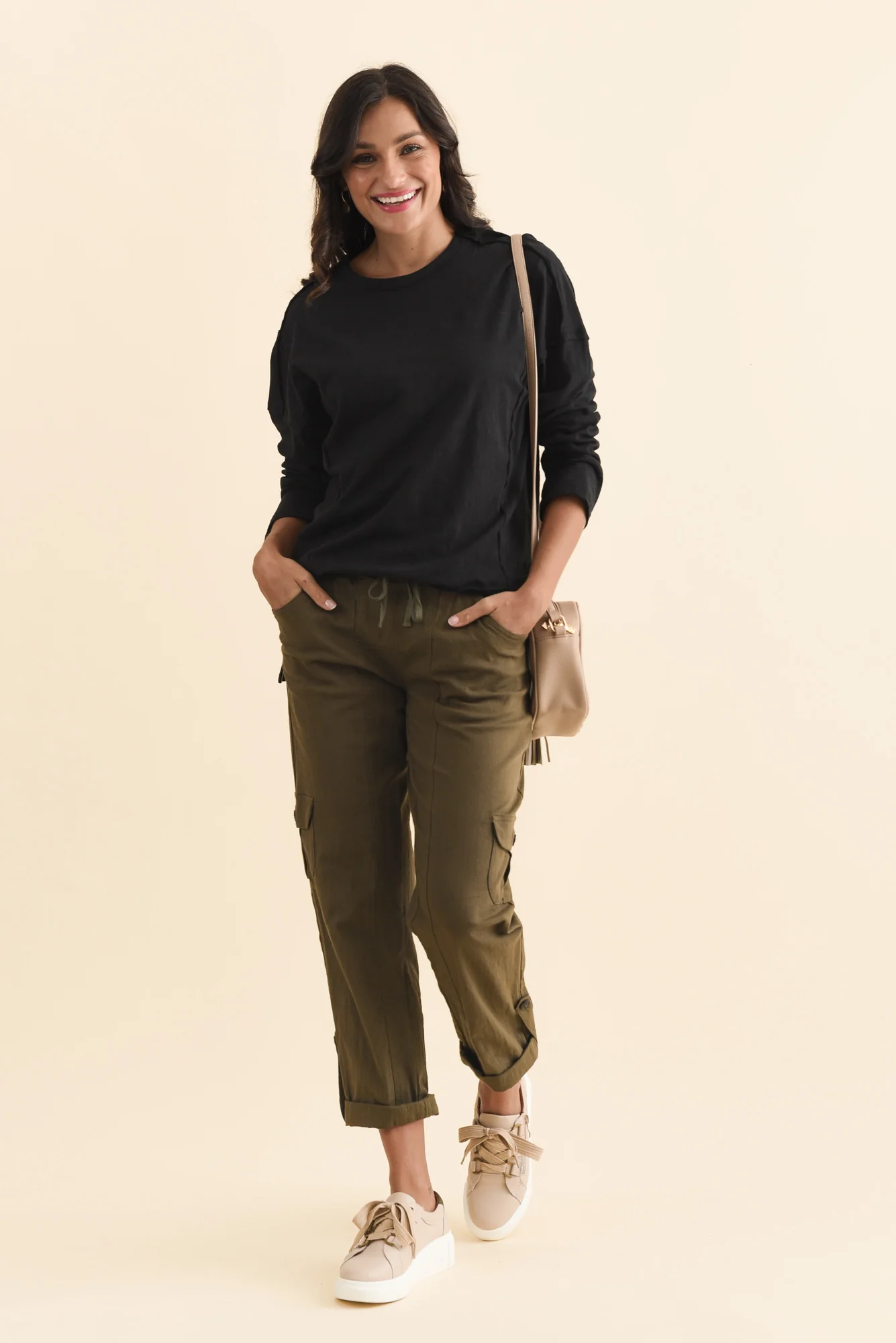 Beatris Black Cotton Long Sleeve Tee - Image 2