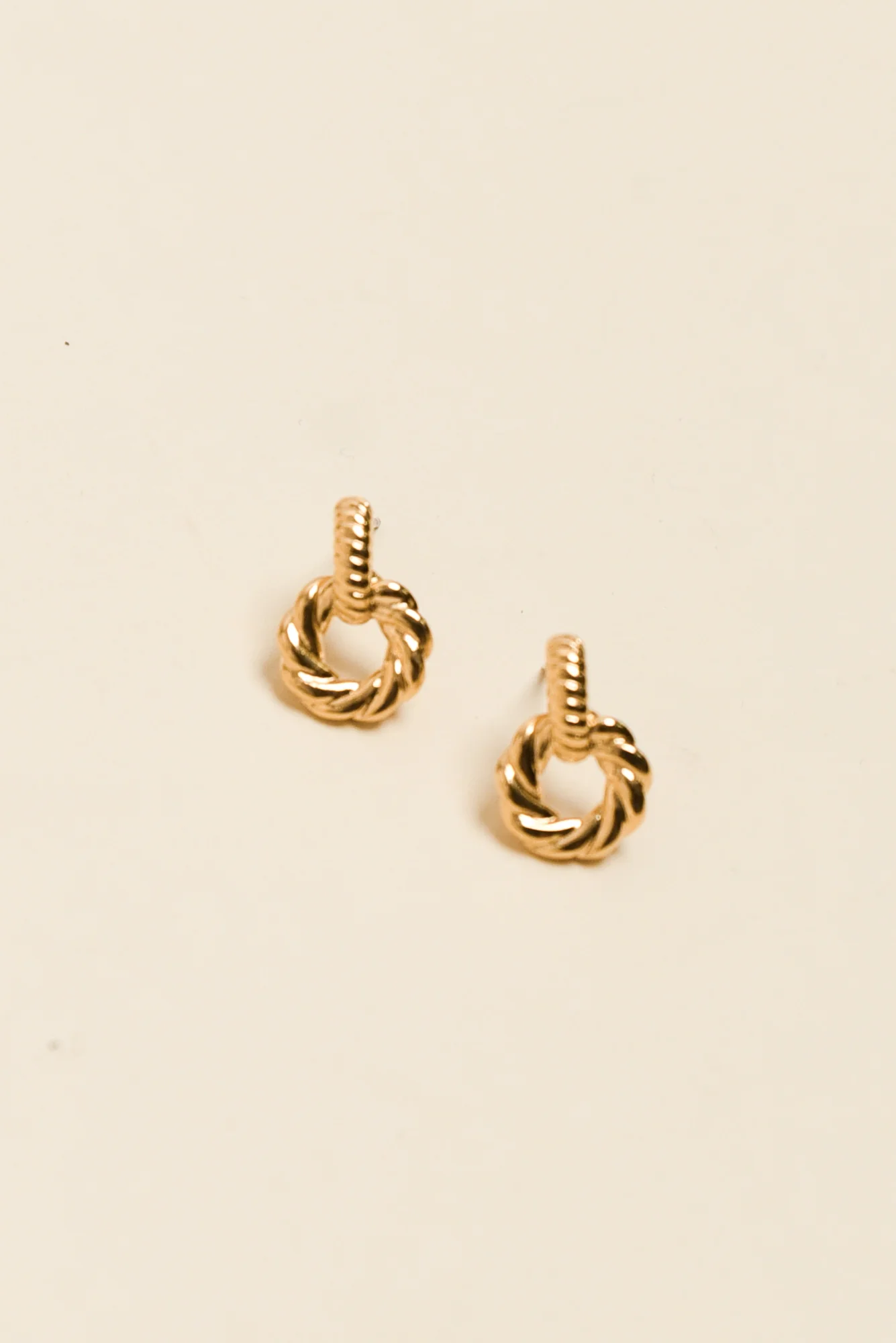 Bellae Gold Twisted Hoop Drop Earrings
