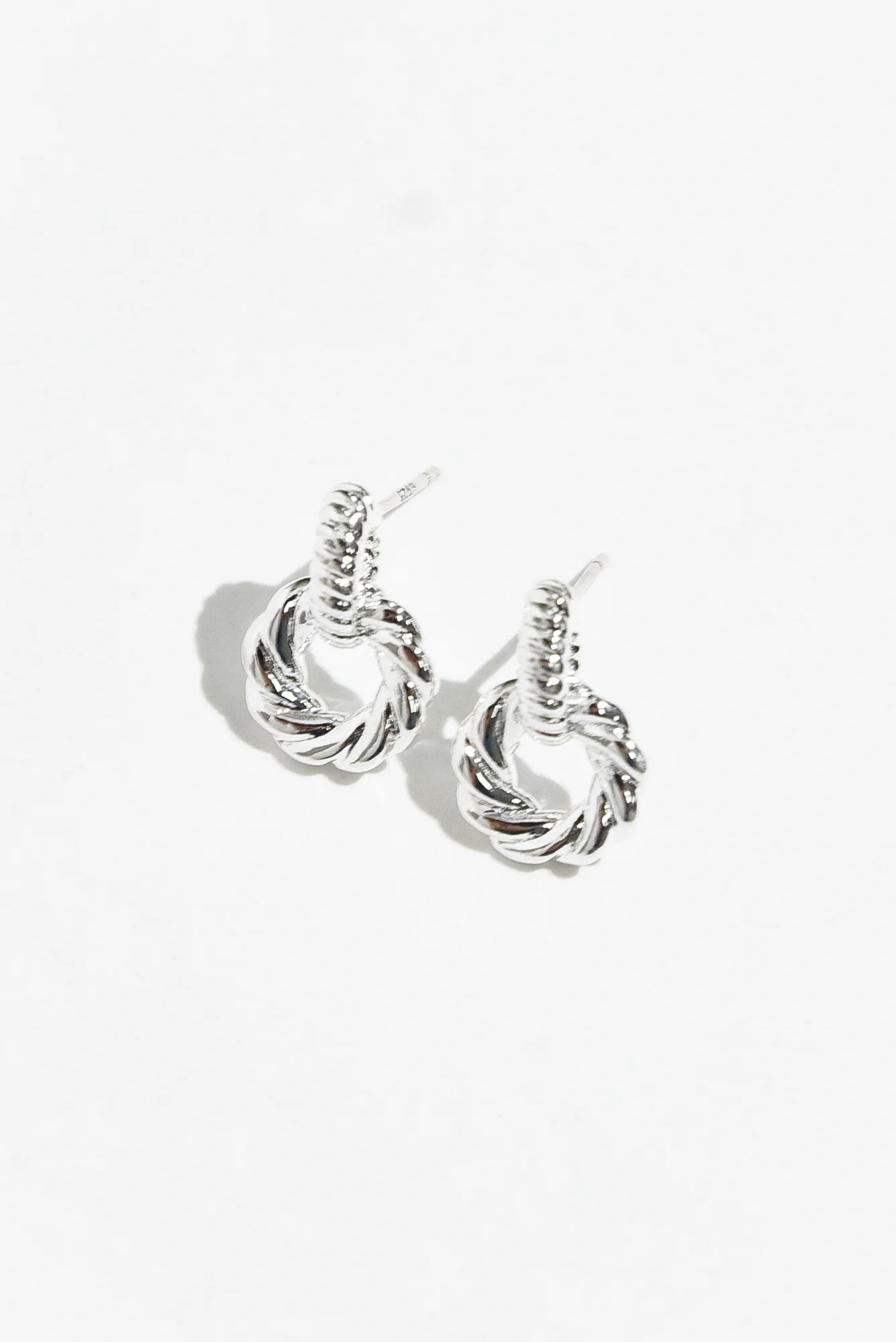 Bellae Silver Twisted Hoop Drop Earrings
