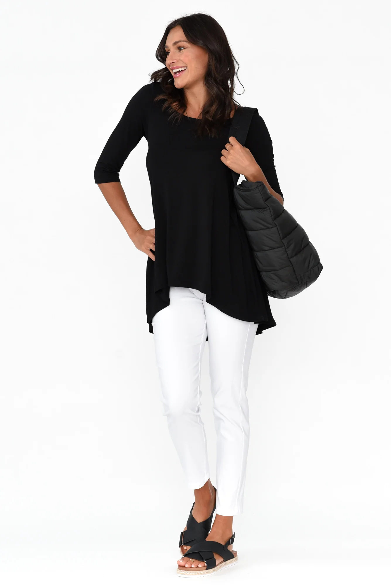 Black Bamboo Hi Lo Hem Top - Image 3
