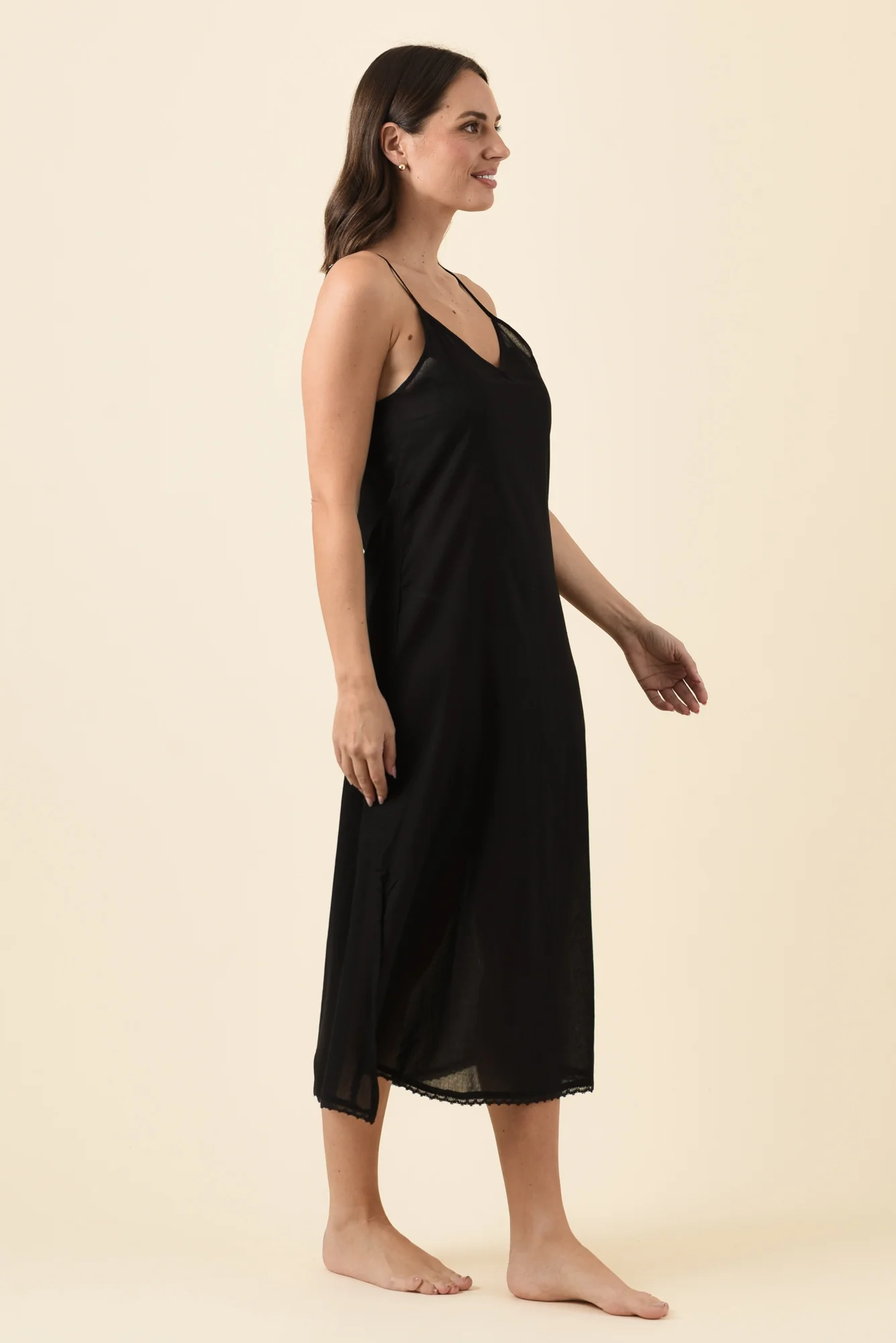 Black Cotton Maxi Slip Dress - Image 3