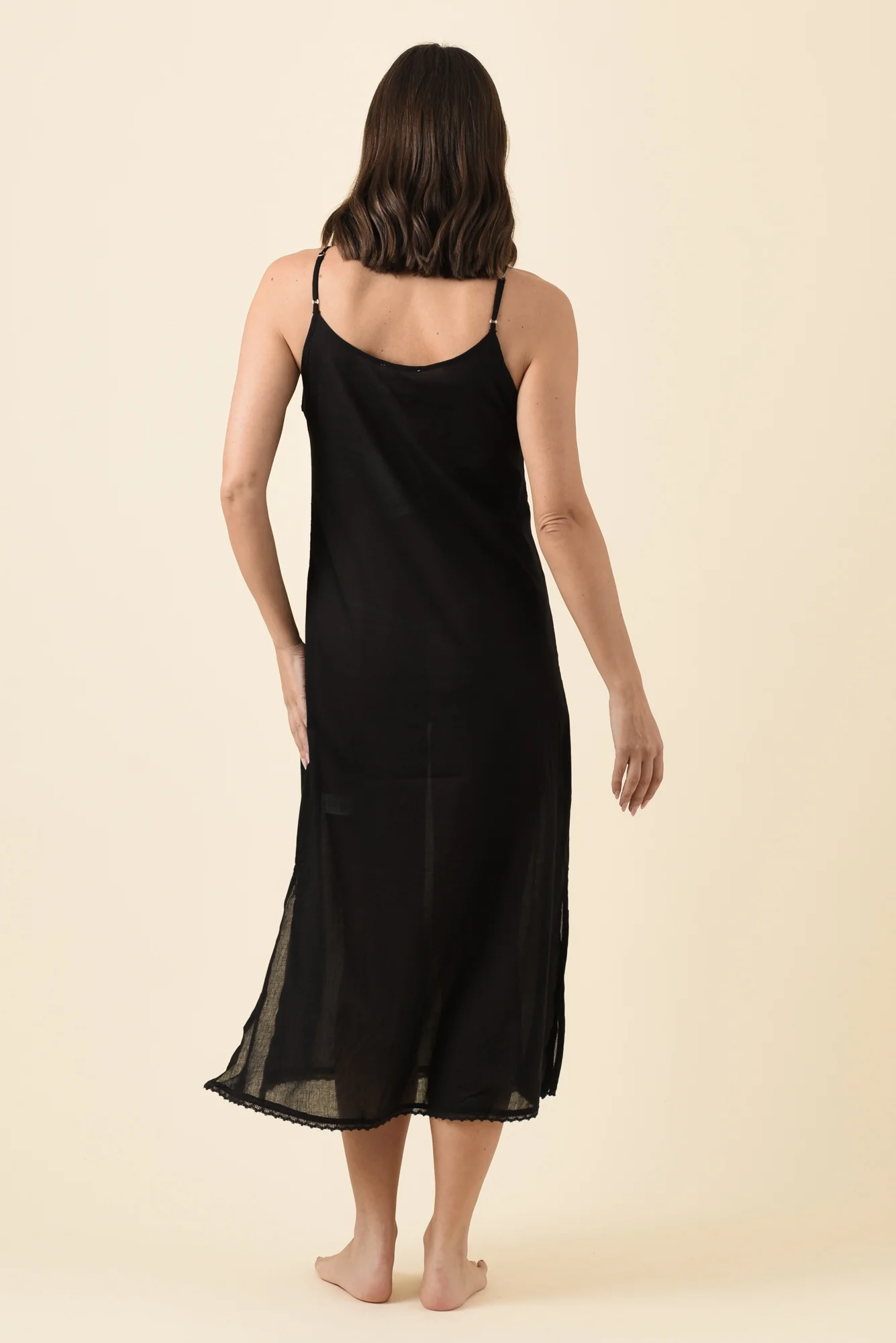 Black Cotton Maxi Slip Dress - Image 4