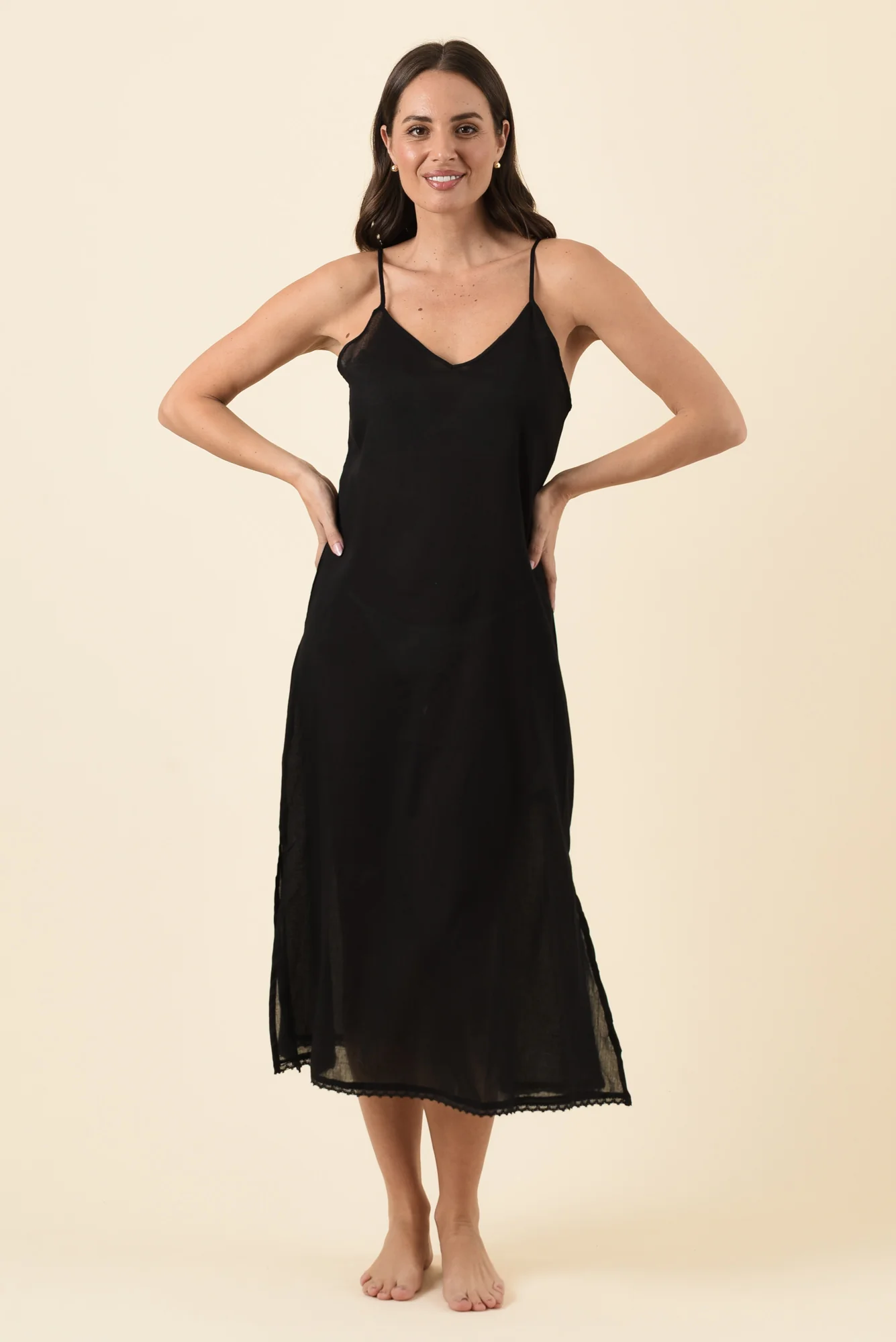 Black Cotton Maxi Slip Dress - Image 6