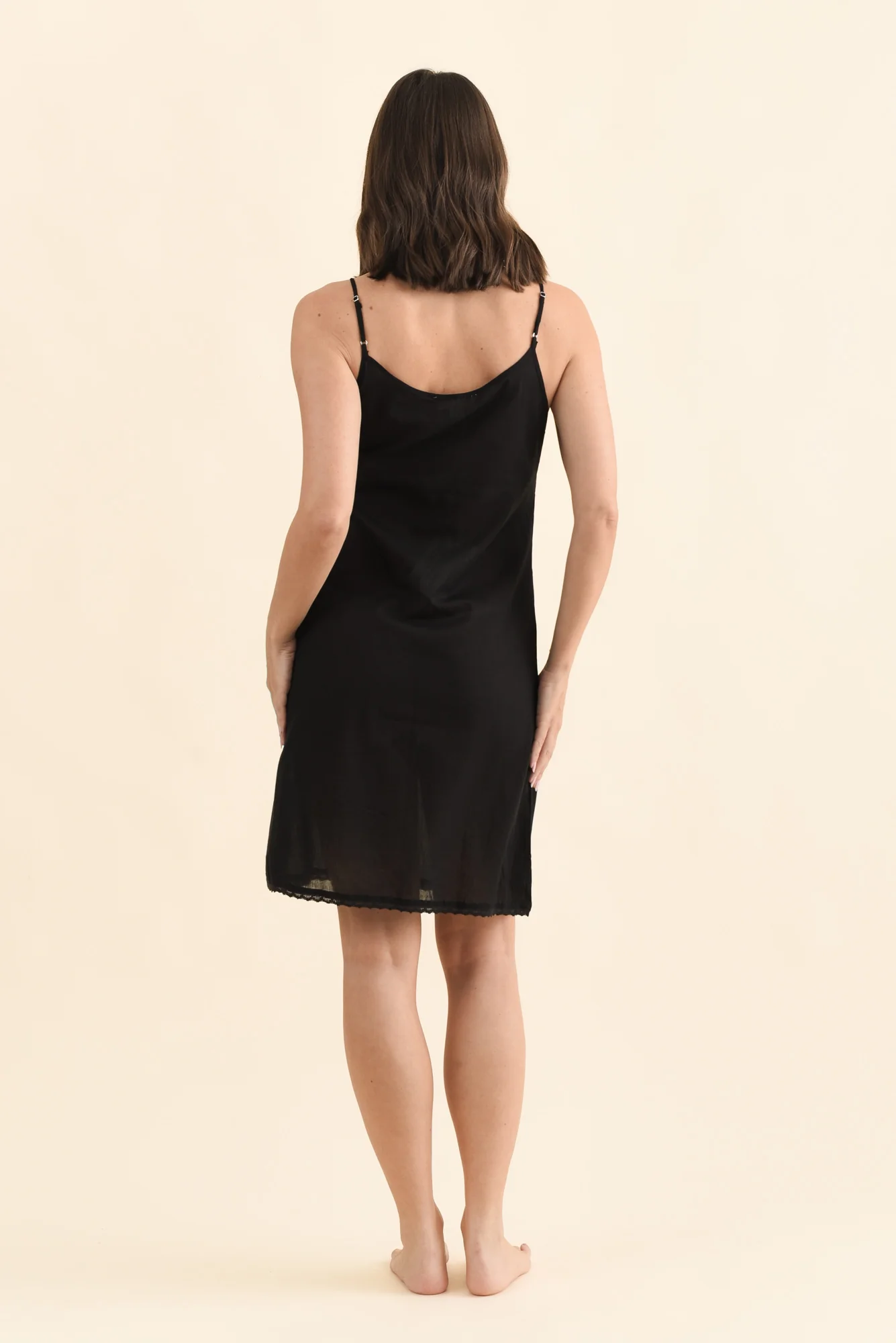 Black Cotton Slip Dress - Image 4
