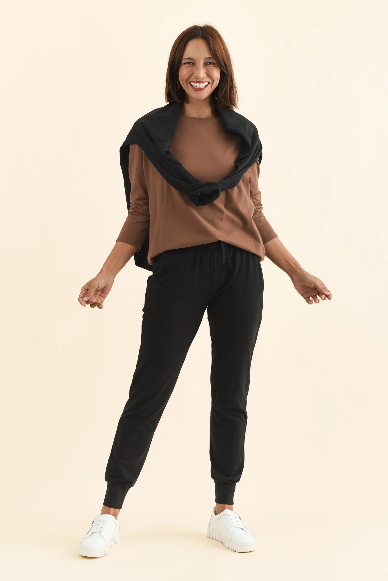 Black Cotton Everyday Tie Sweatpants - Image 4