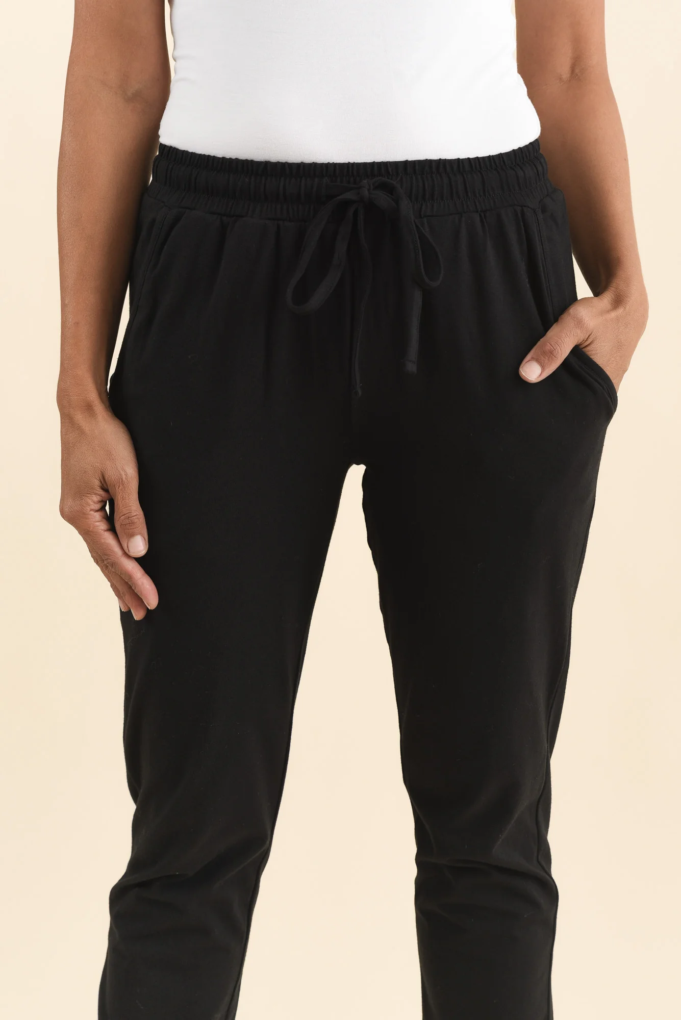 Black Cotton Everyday Tie Sweatpants - Image 7