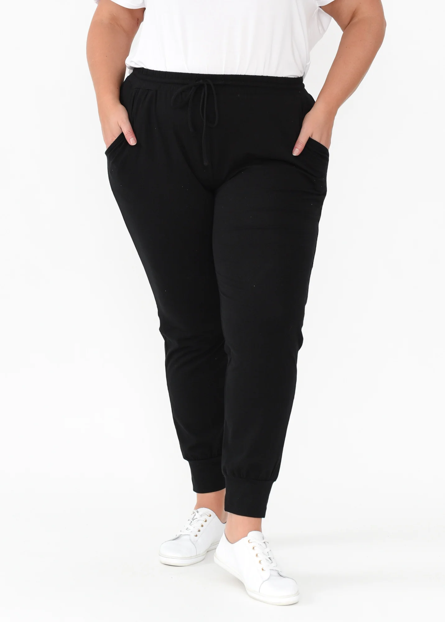 Black Cotton Everyday Tie Sweatpants - Image 9