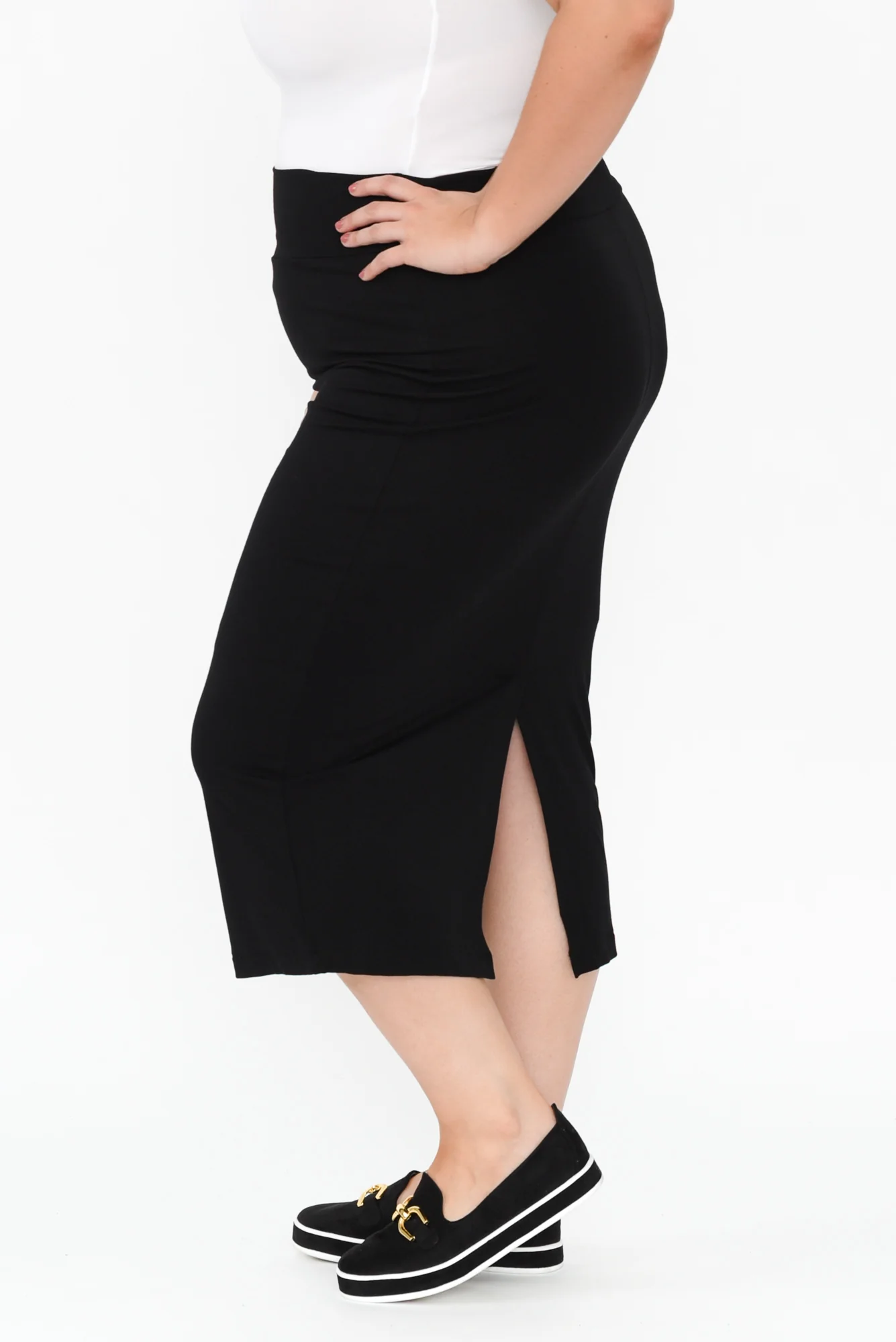 Black Bamboo Maxi Tube Skirt - Image 14