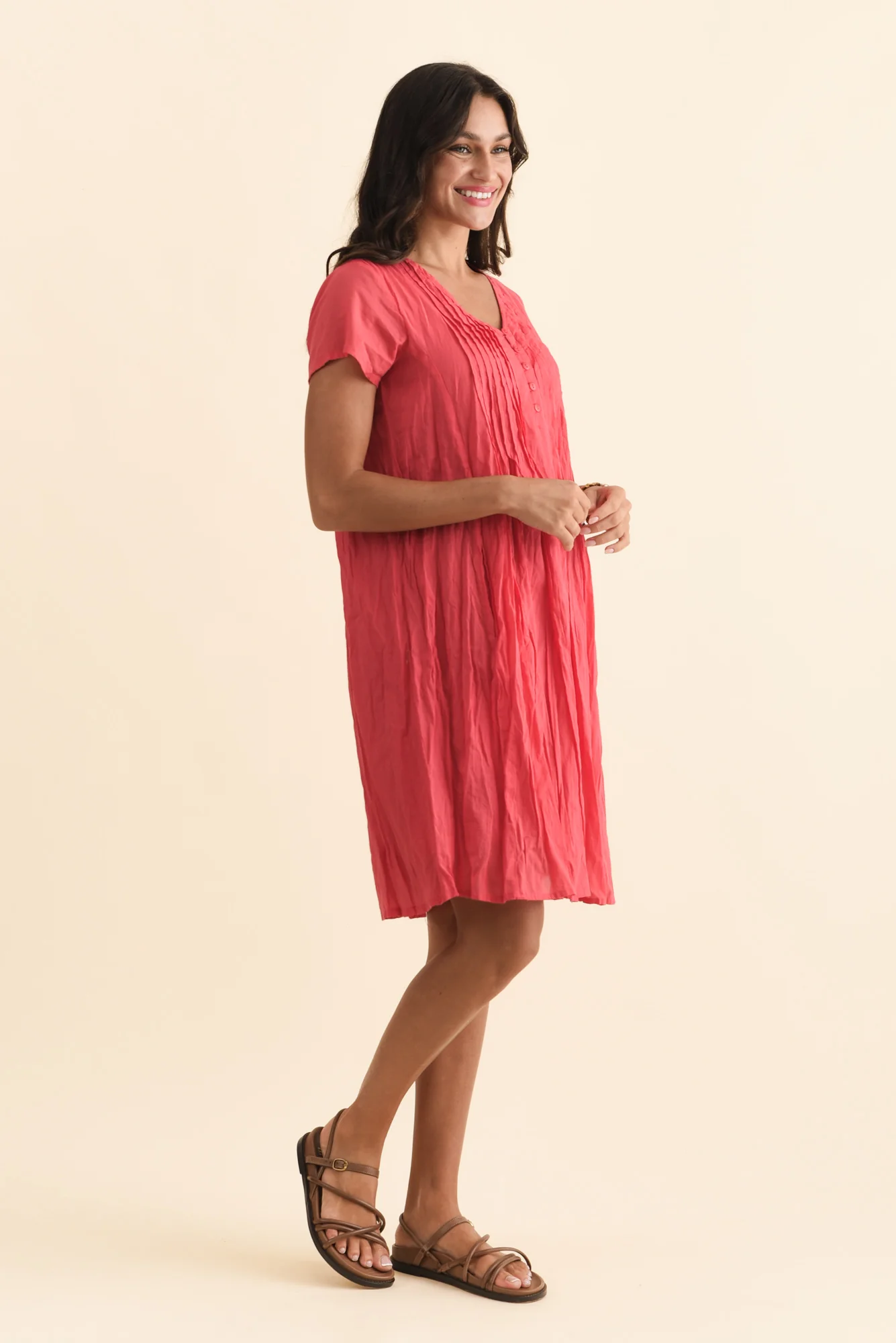 Sabina Cherry Crinkle Cotton Dress - Image 5