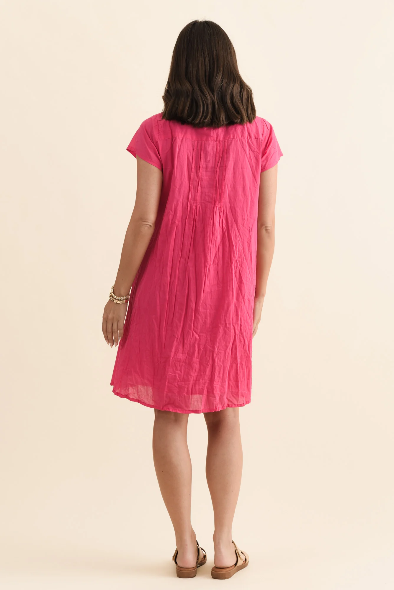 Sabina Fuchsia Crinkle Cotton Dress - Image 5