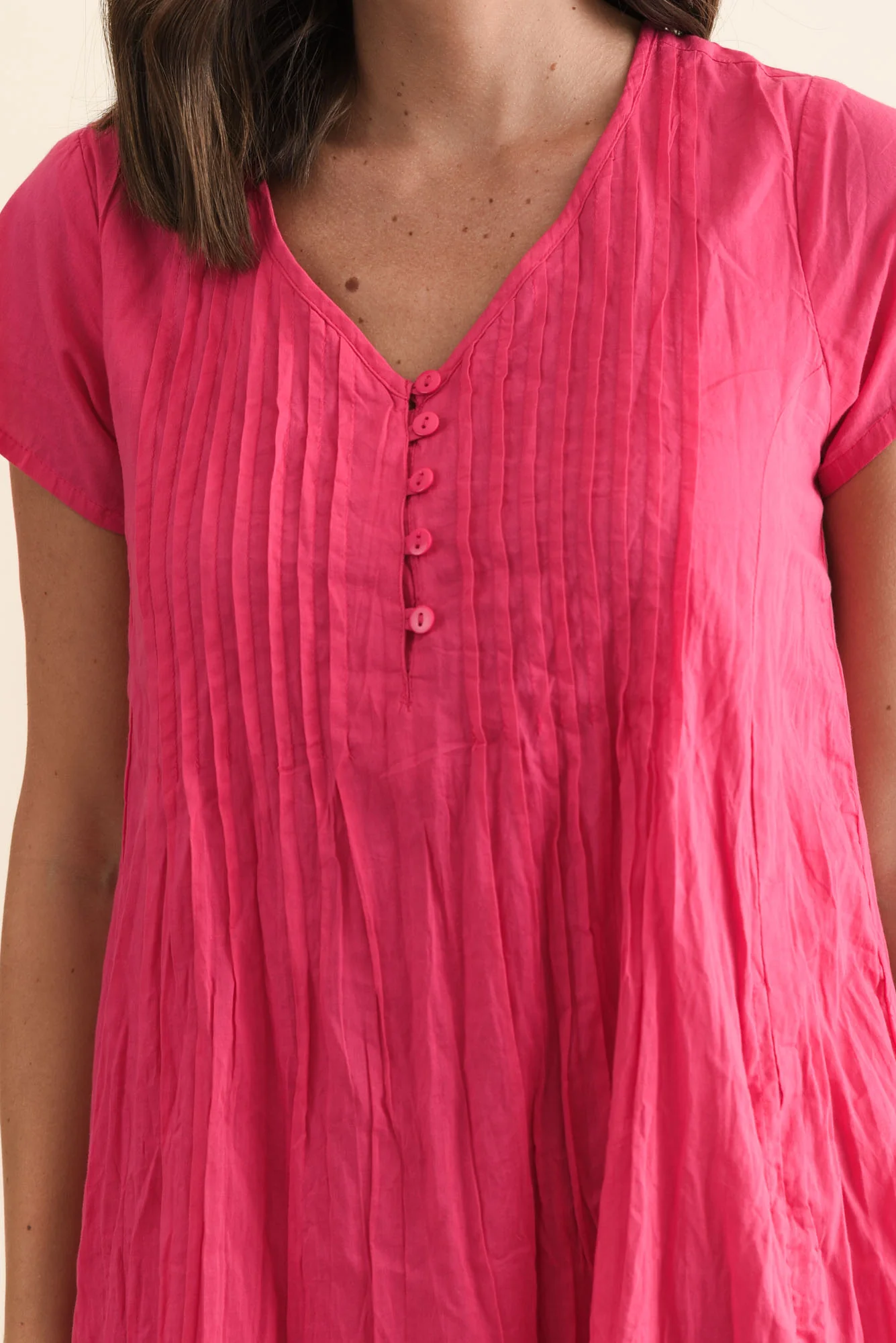 Sabina Fuchsia Crinkle Cotton Dress - Image 6