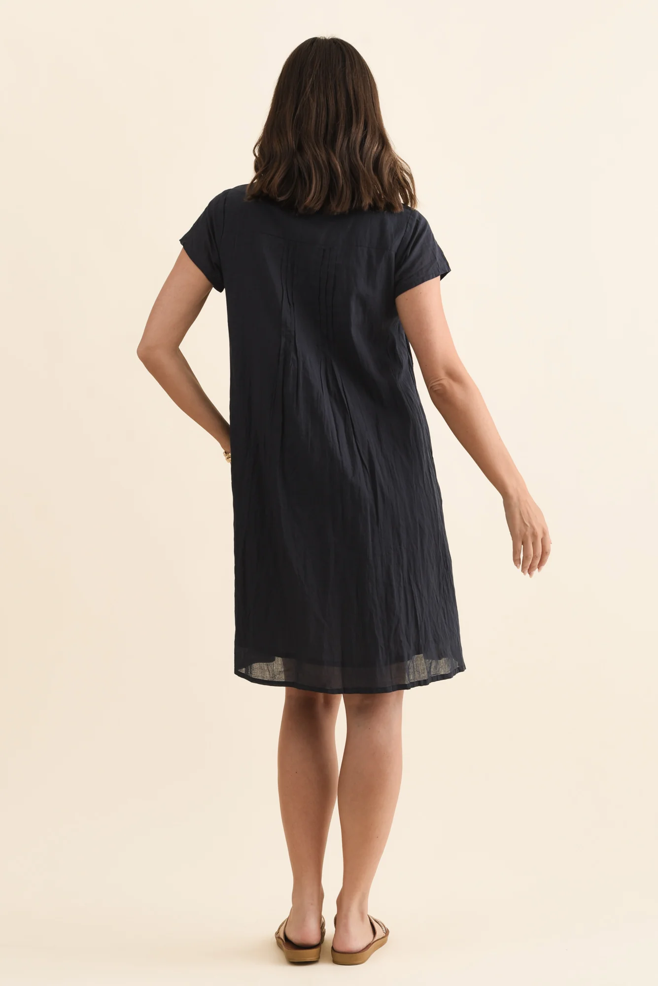 Sabina Navy Crinkle Cotton Dress - Image 6