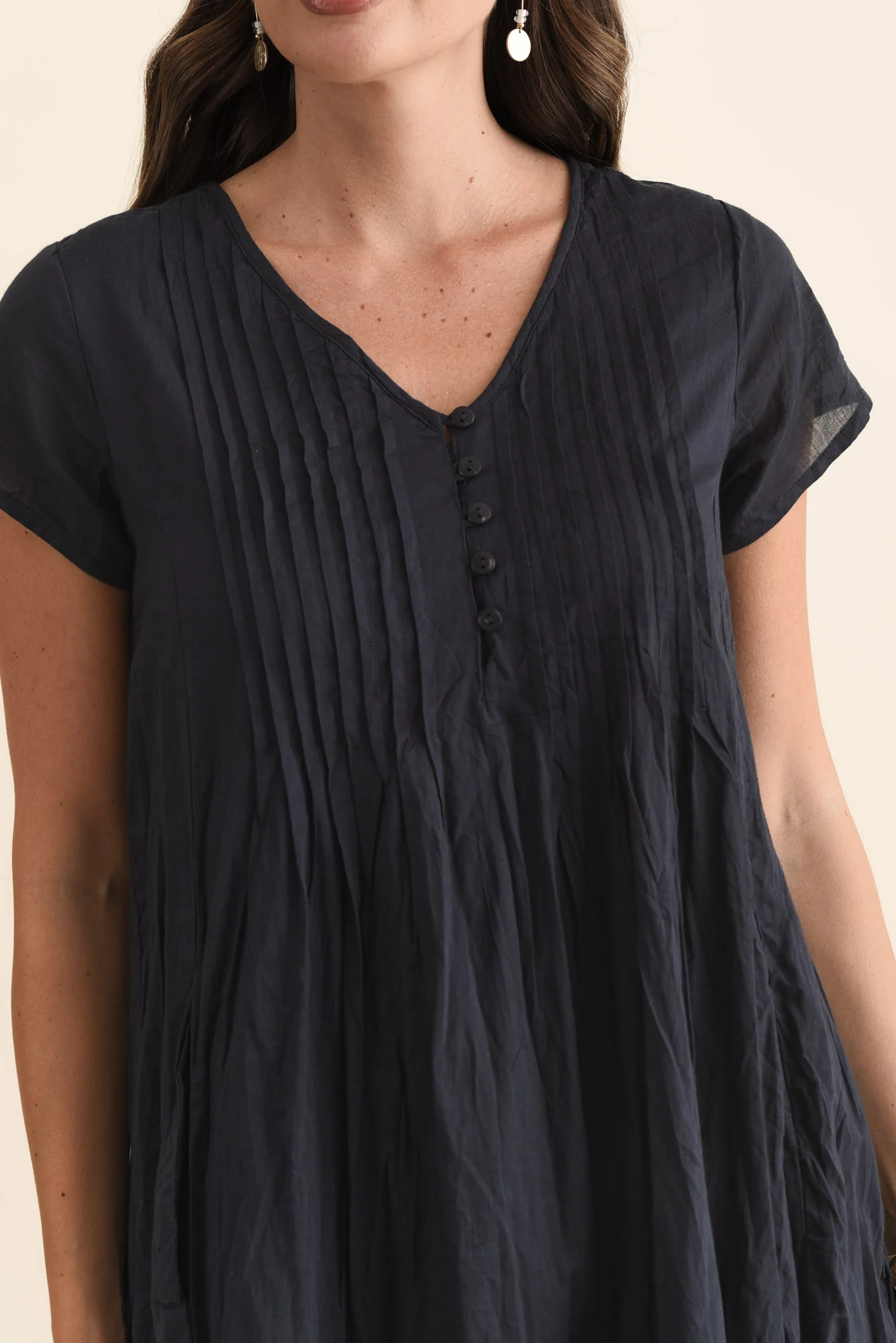 Sabina Navy Crinkle Cotton Dress - Image 7