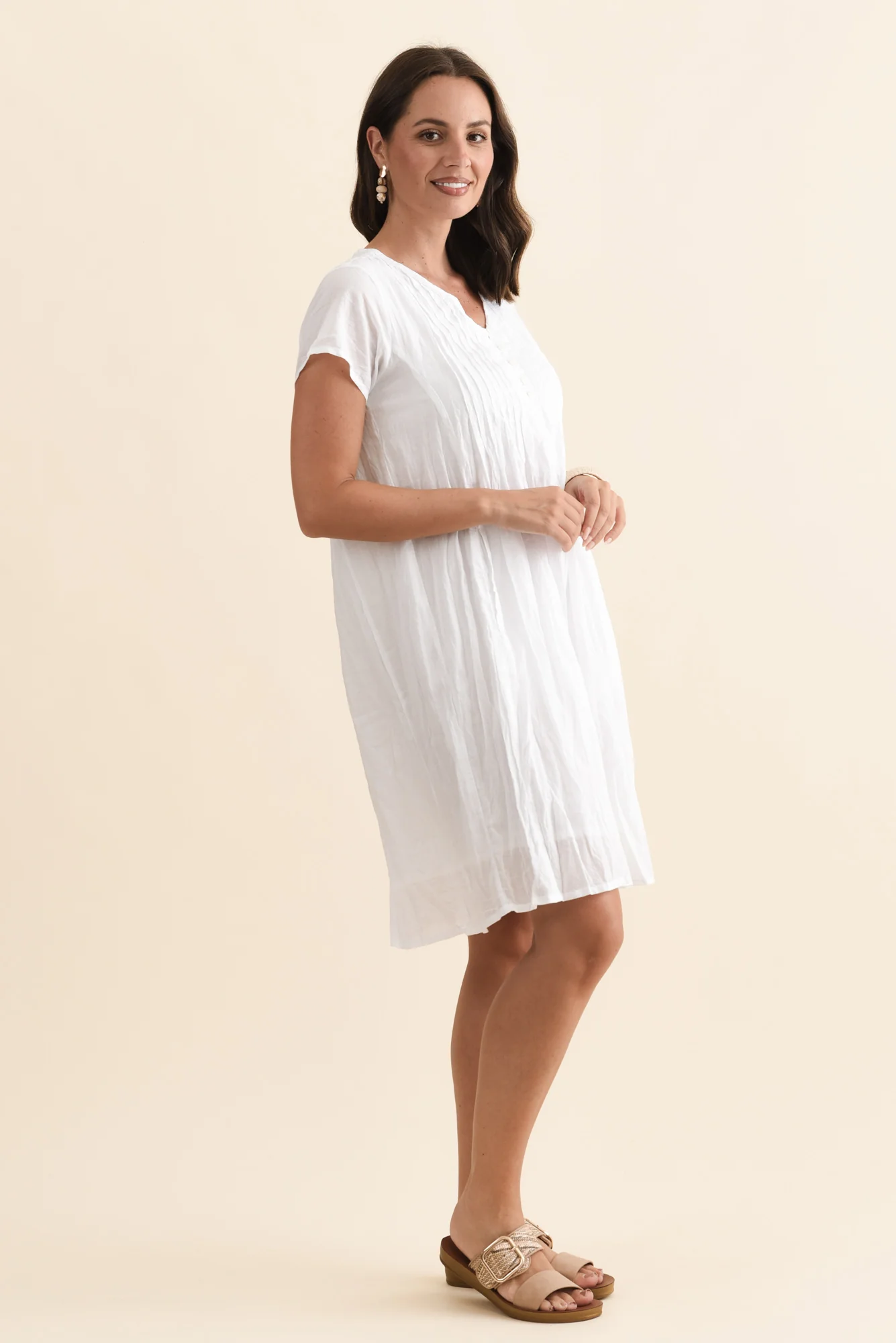 Sabina White Crinkle Cotton Dress - Image 4