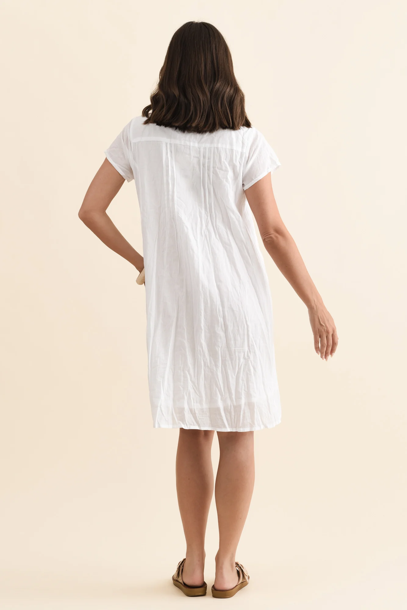Sabina White Crinkle Cotton Dress - Image 5