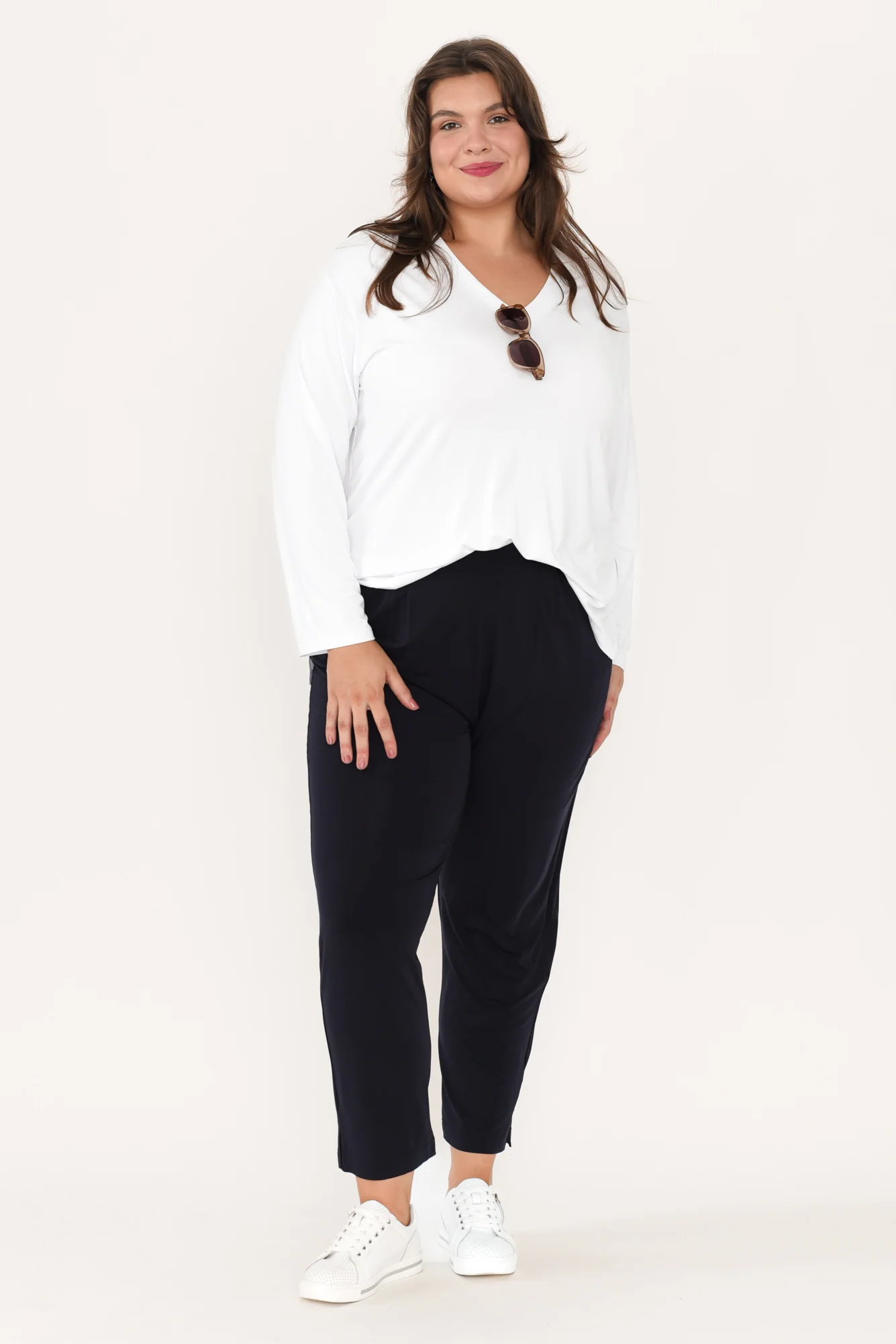 Braxton White Bamboo Long Sleeve Top - Image 8