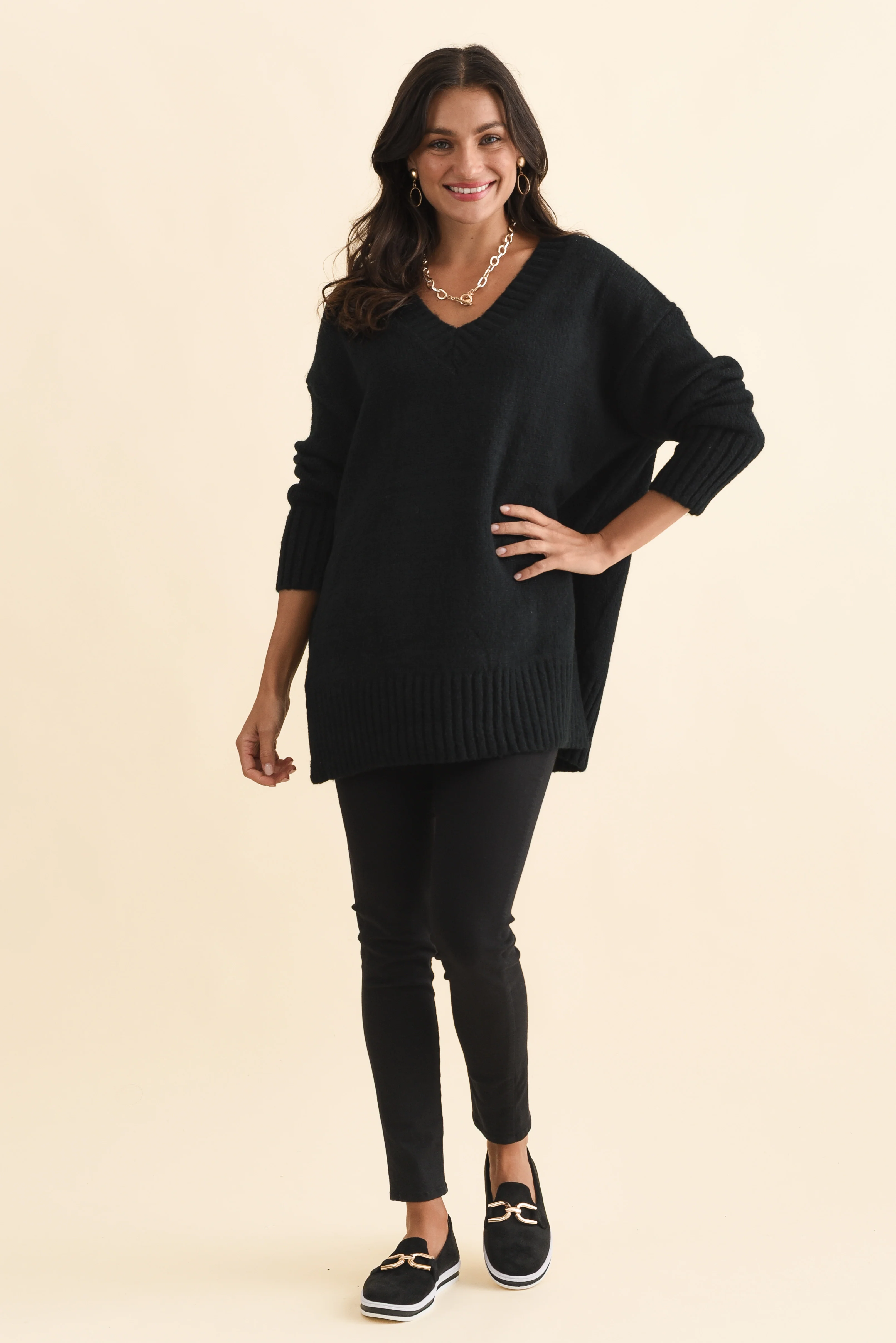 Brilla Black V Neck Jumper - Image 2
