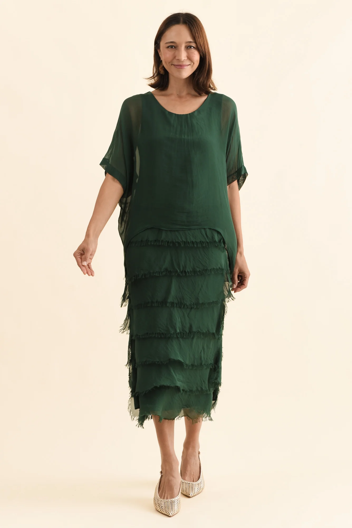 Britt Green Silk Layer Dress - Image 2