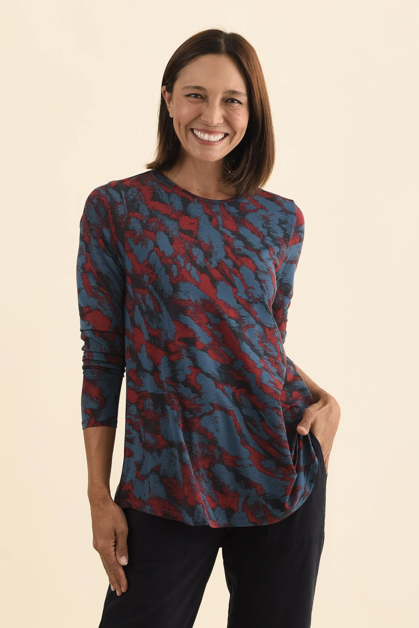 Buttery Carla Red Brushstroke Top