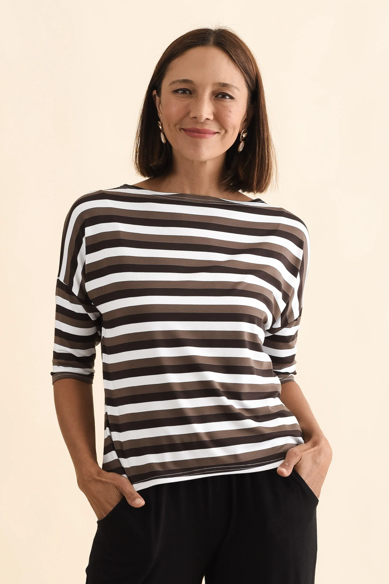 Camila Brown Stripe Bamboo Top - Image 3