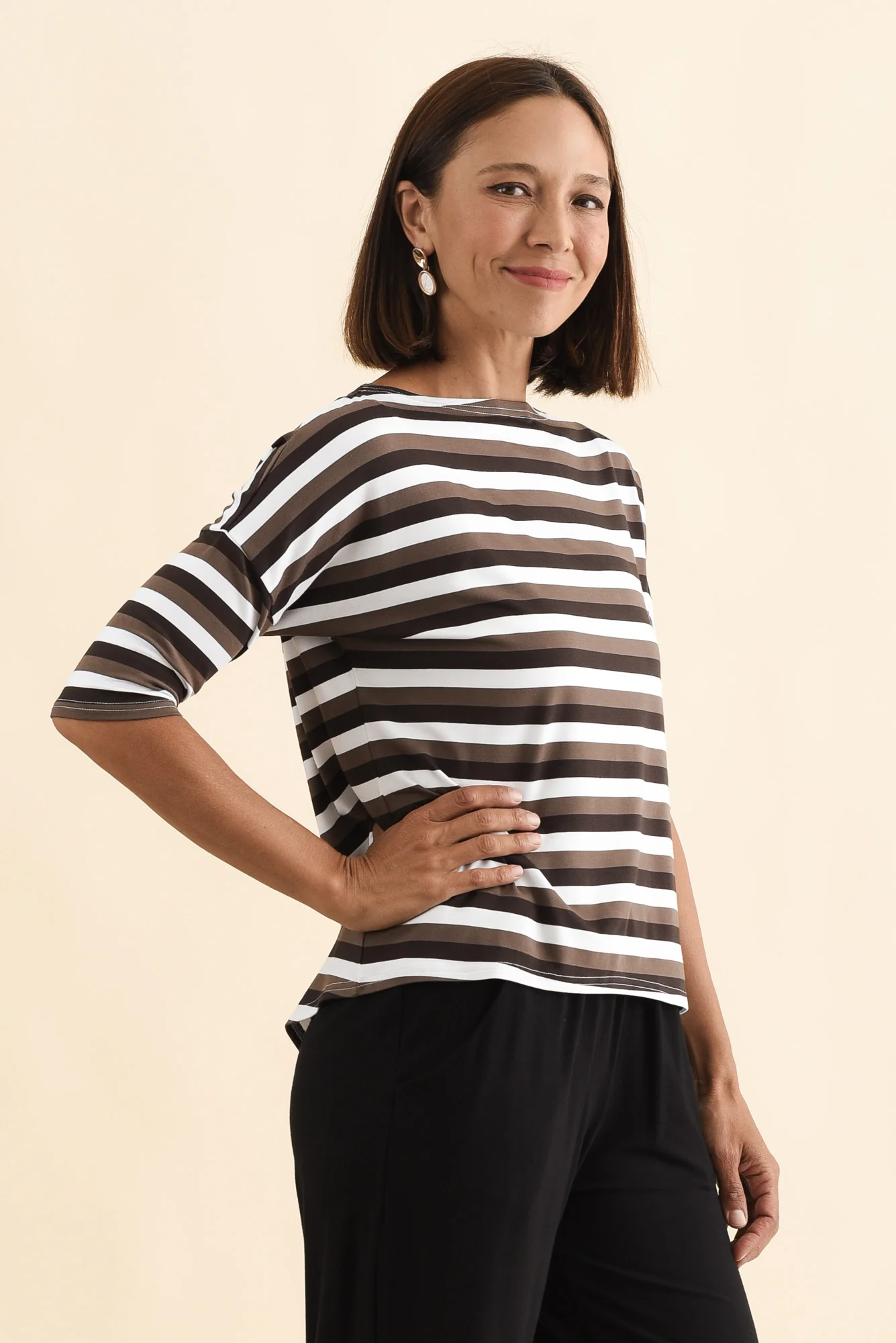 Camila Brown Stripe Bamboo Top - Image 5