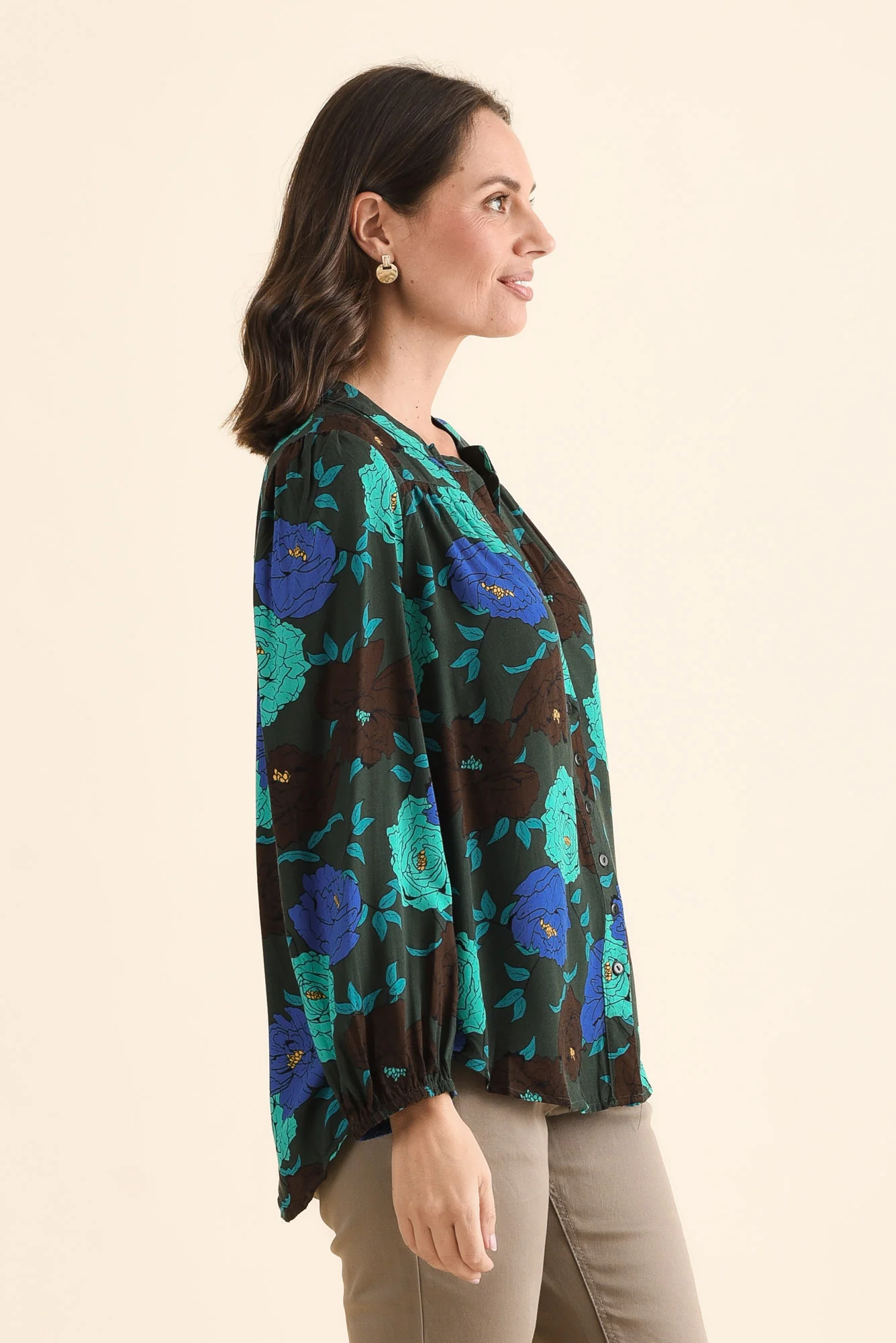 Carina Green Flower Sleeved Blouse - Image 3