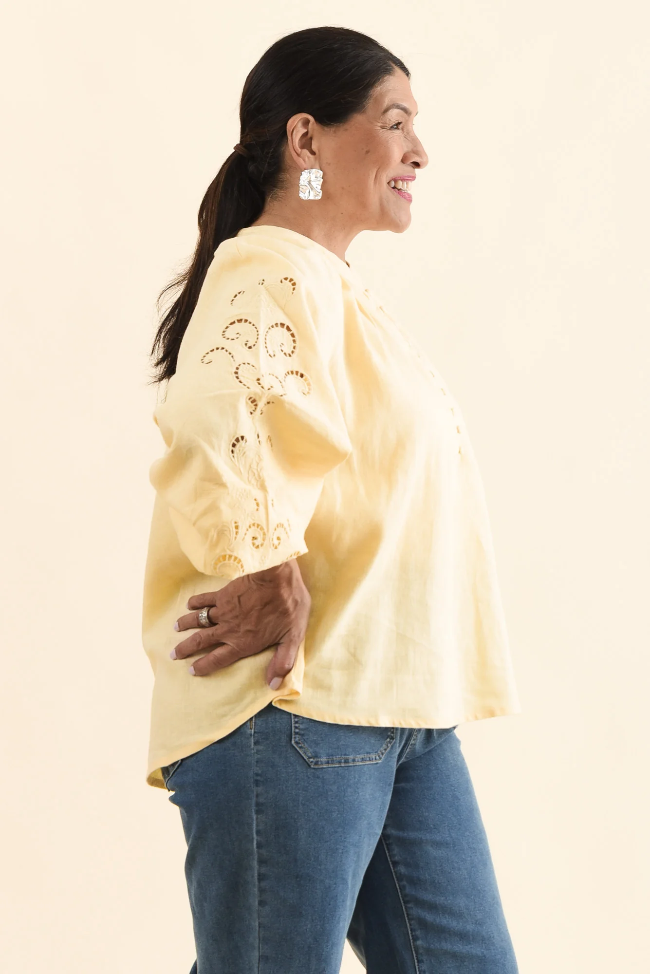 Carlson Yellow Embroidered Blouse - Image 3