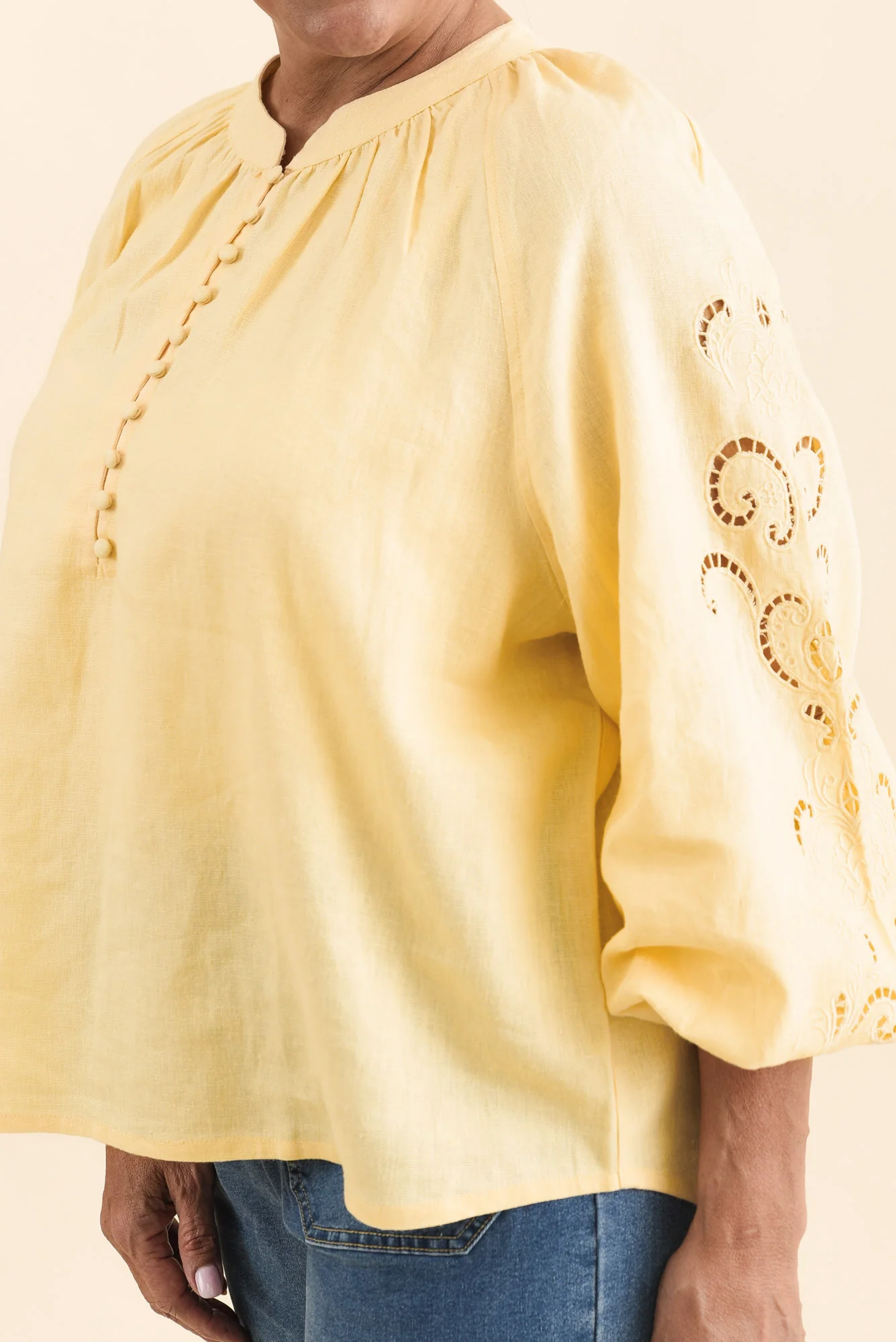 Carlson Yellow Embroidered Blouse - Image 5