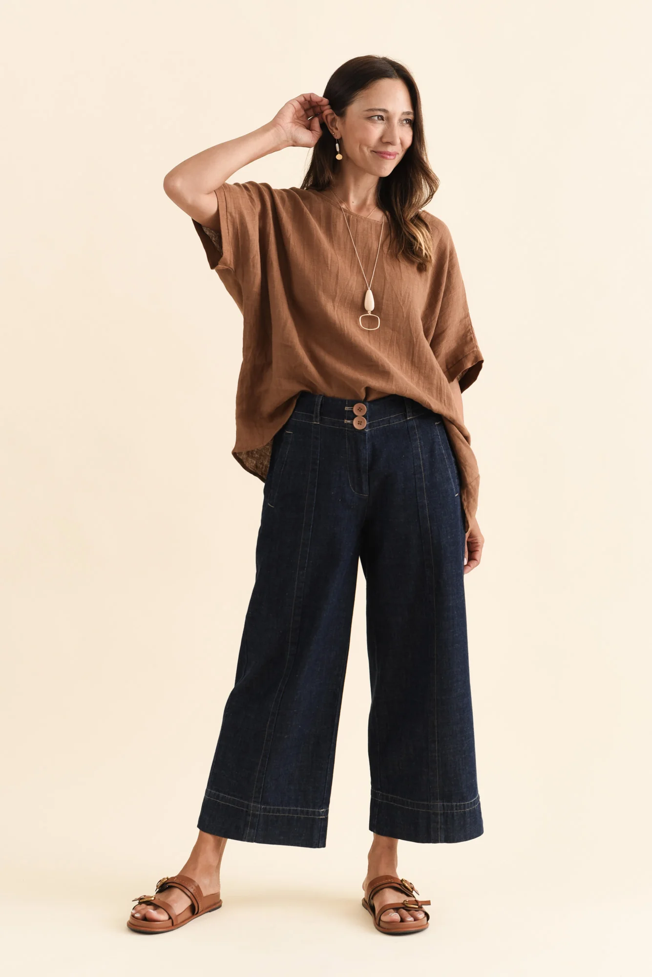 Carsen Dark Blue Wide Leg Jeans - Image 3