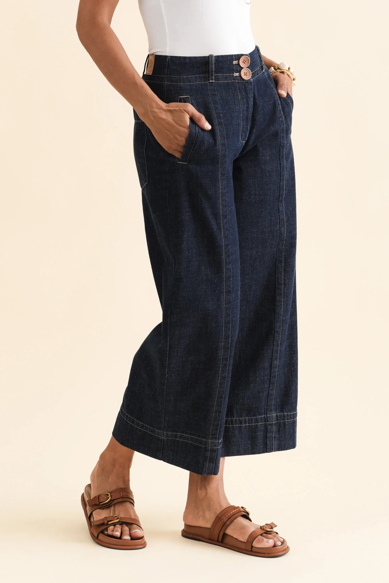 Carsen Dark Blue Wide Leg Jeans - Image 4