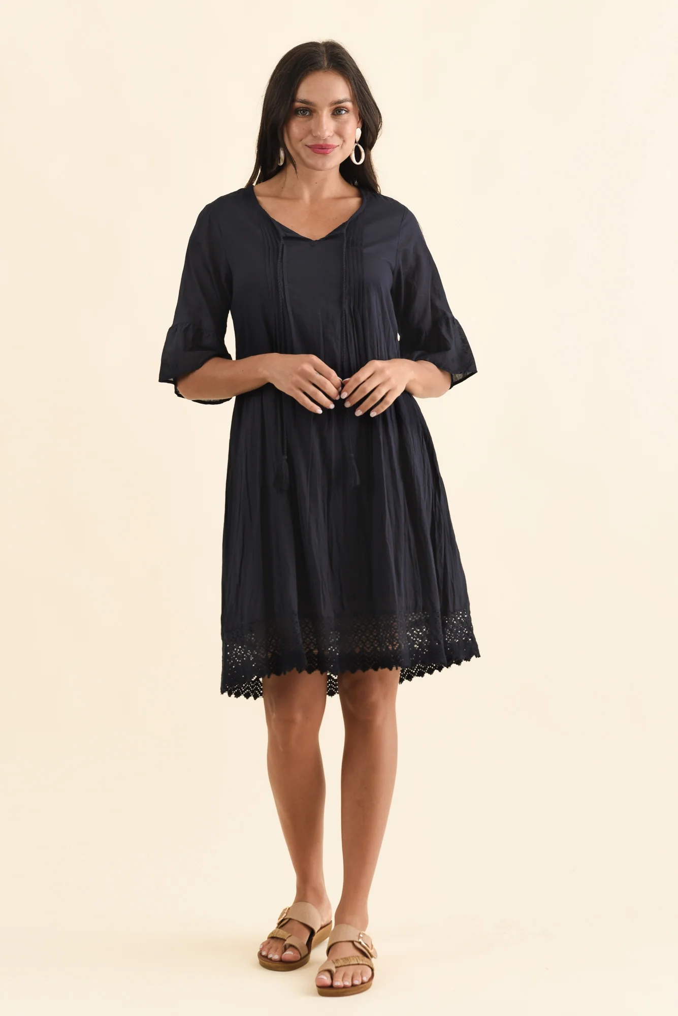 Cayman Navy Cotton Tunic Dress - Image 7