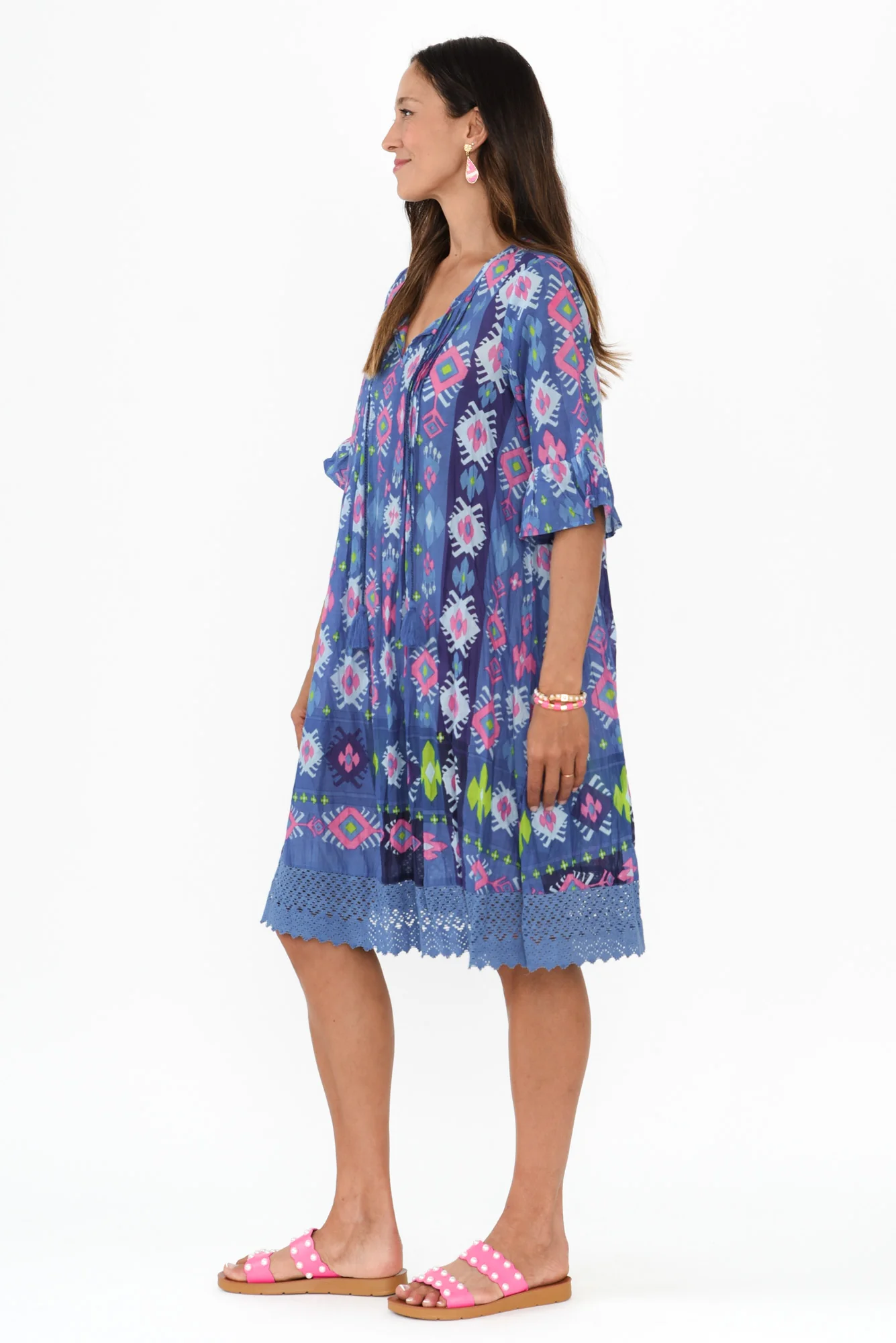 Cayman Navy Geo Cotton Tunic Dress - Image 3